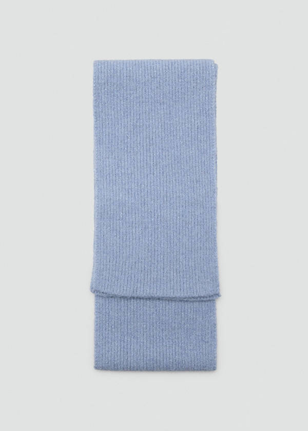 Ribbed lurex scarf — Sky Blue