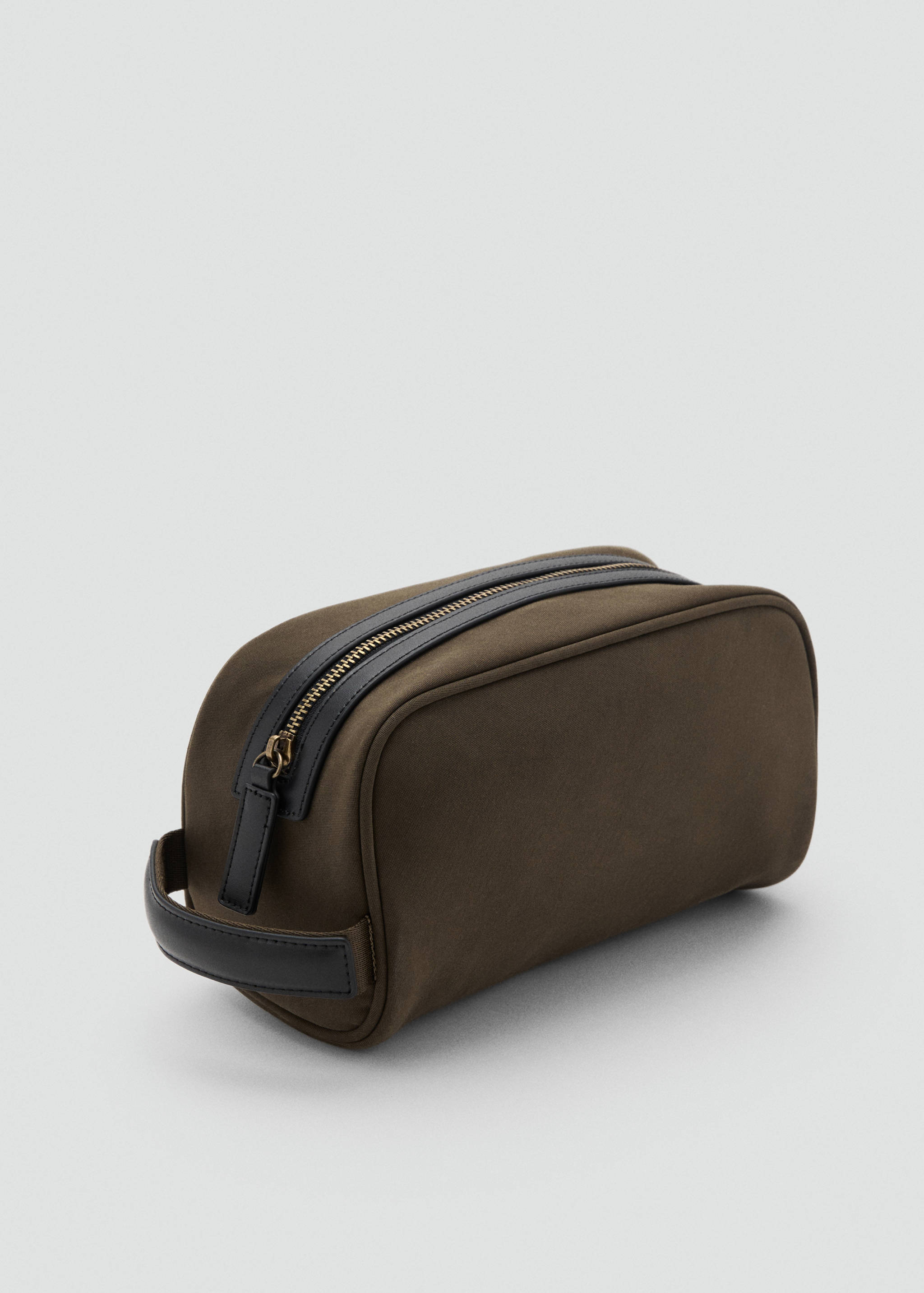 Cotton toiletry case with leather details - Medium plane