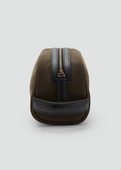 Cotton toiletry case with leather details — Khaki 3