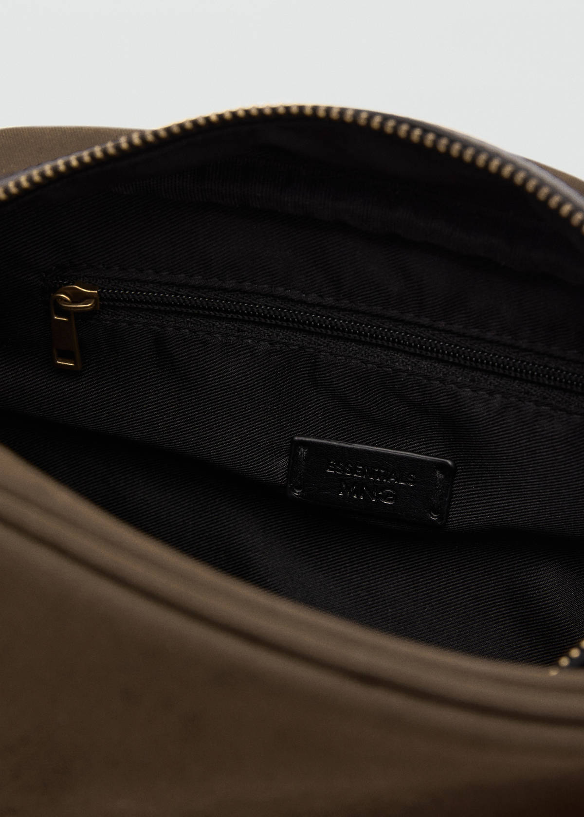 Cotton toiletry case with leather details — Khaki