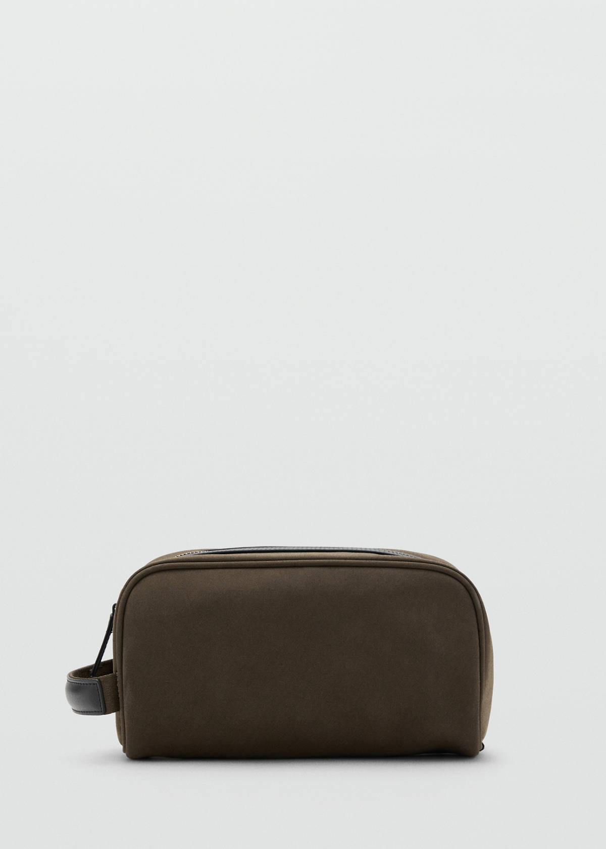 Cotton toiletry case with leather details — Khaki