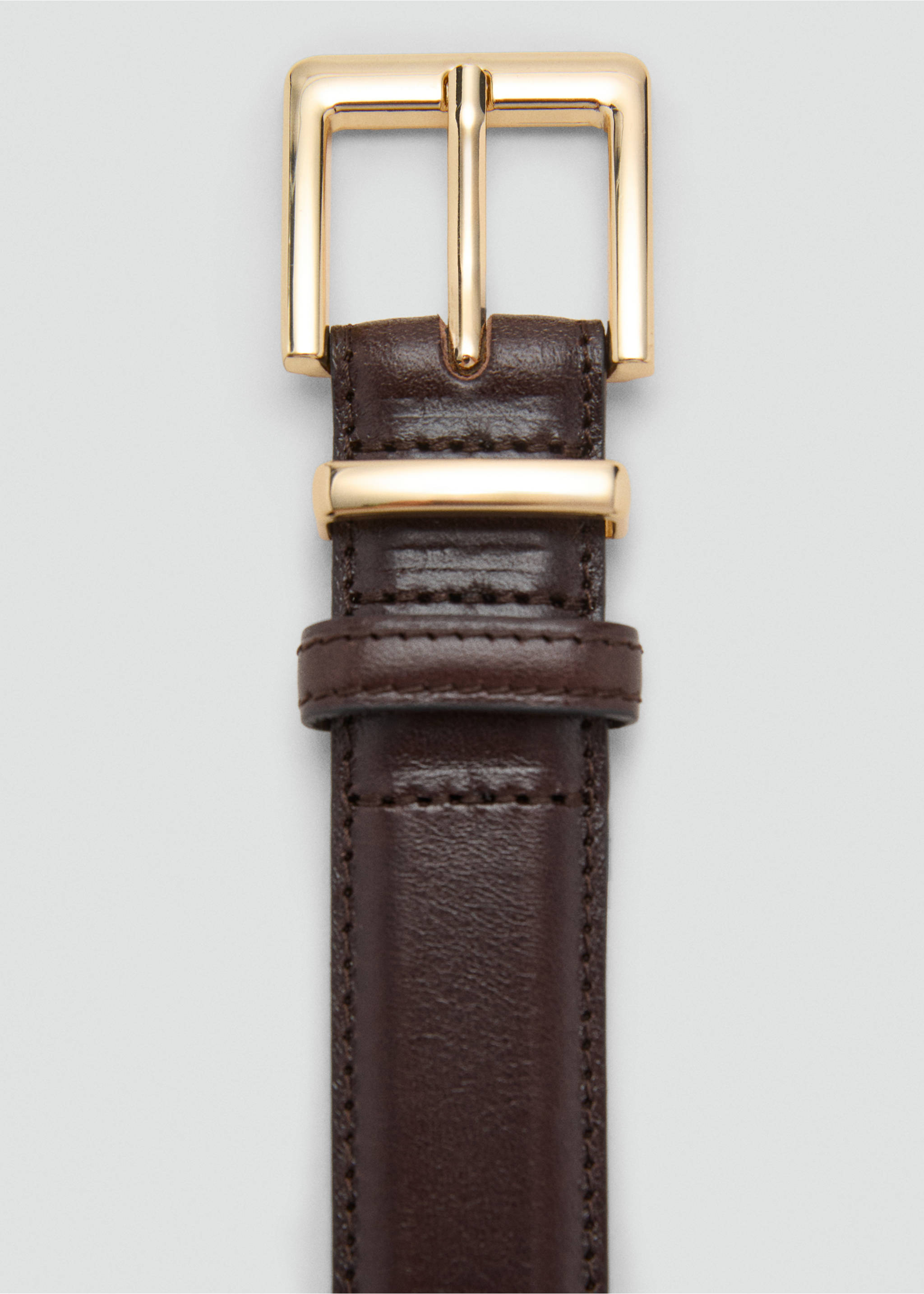 方扣皮革腰带 - null, 巧克力色. Ref: 17055993-00.