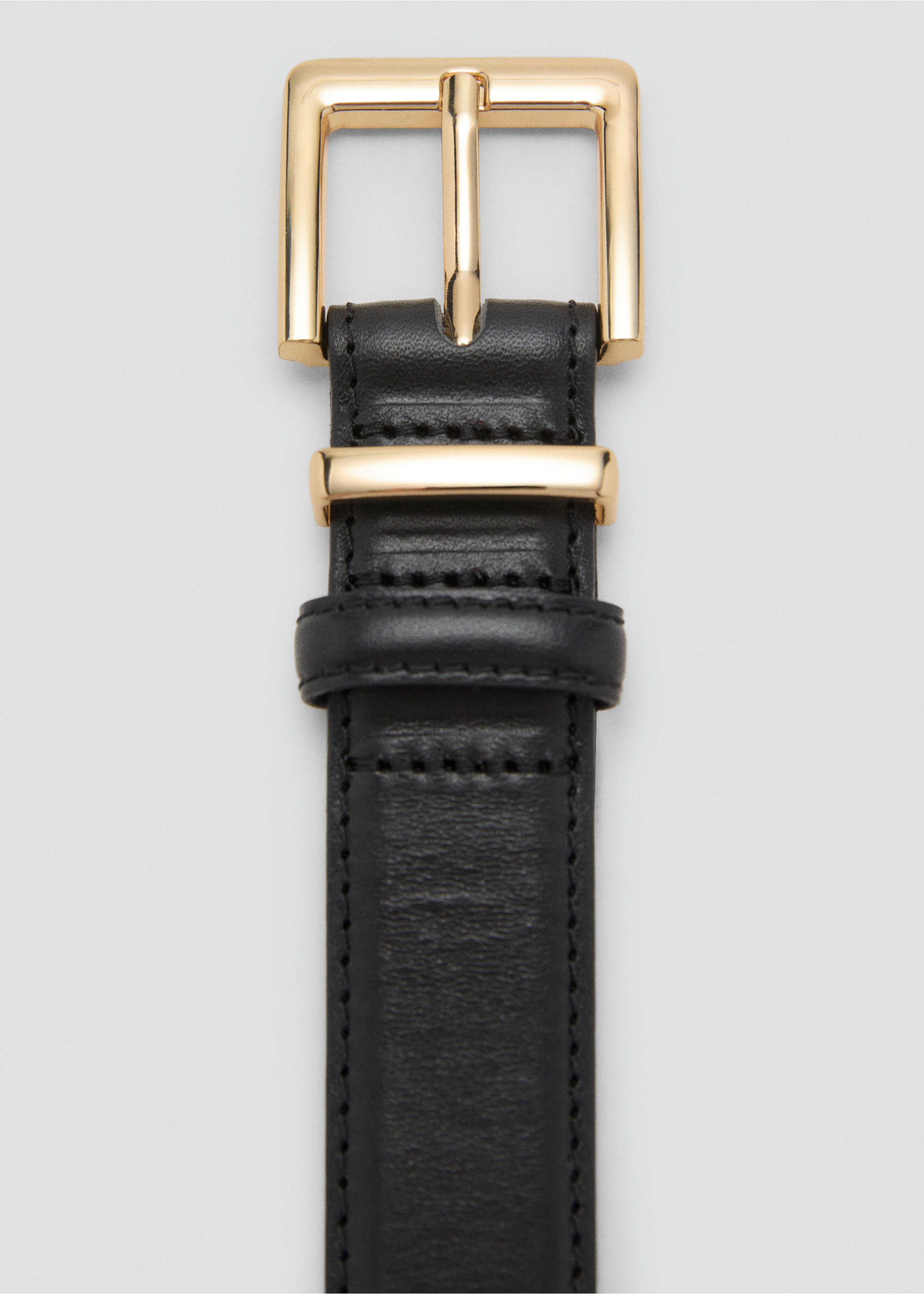 方扣皮革腰带 - null, 黑色. Ref: 17055993-00.