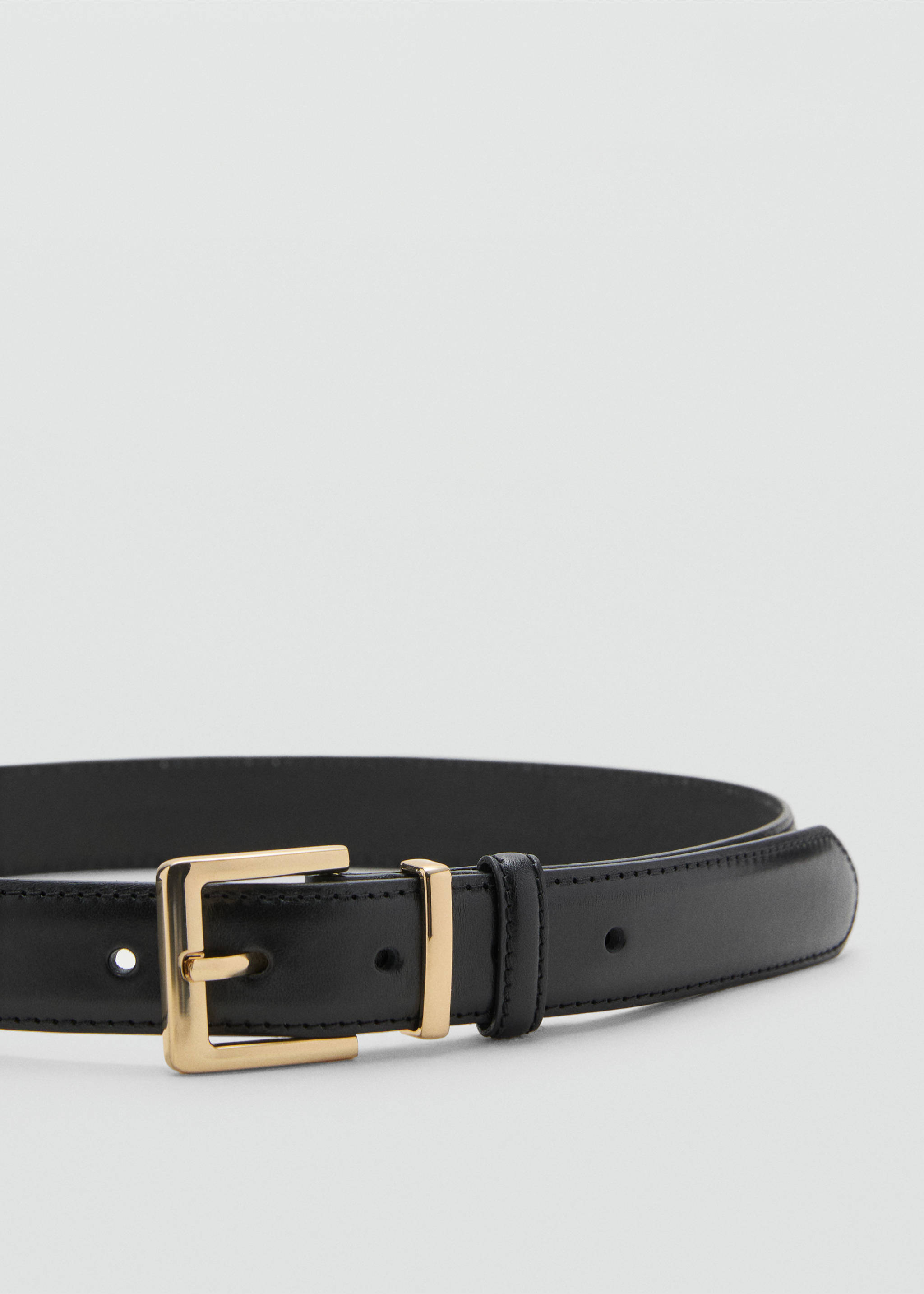 方扣皮革腰带 - null, 黑色. Ref: 17055993-00.