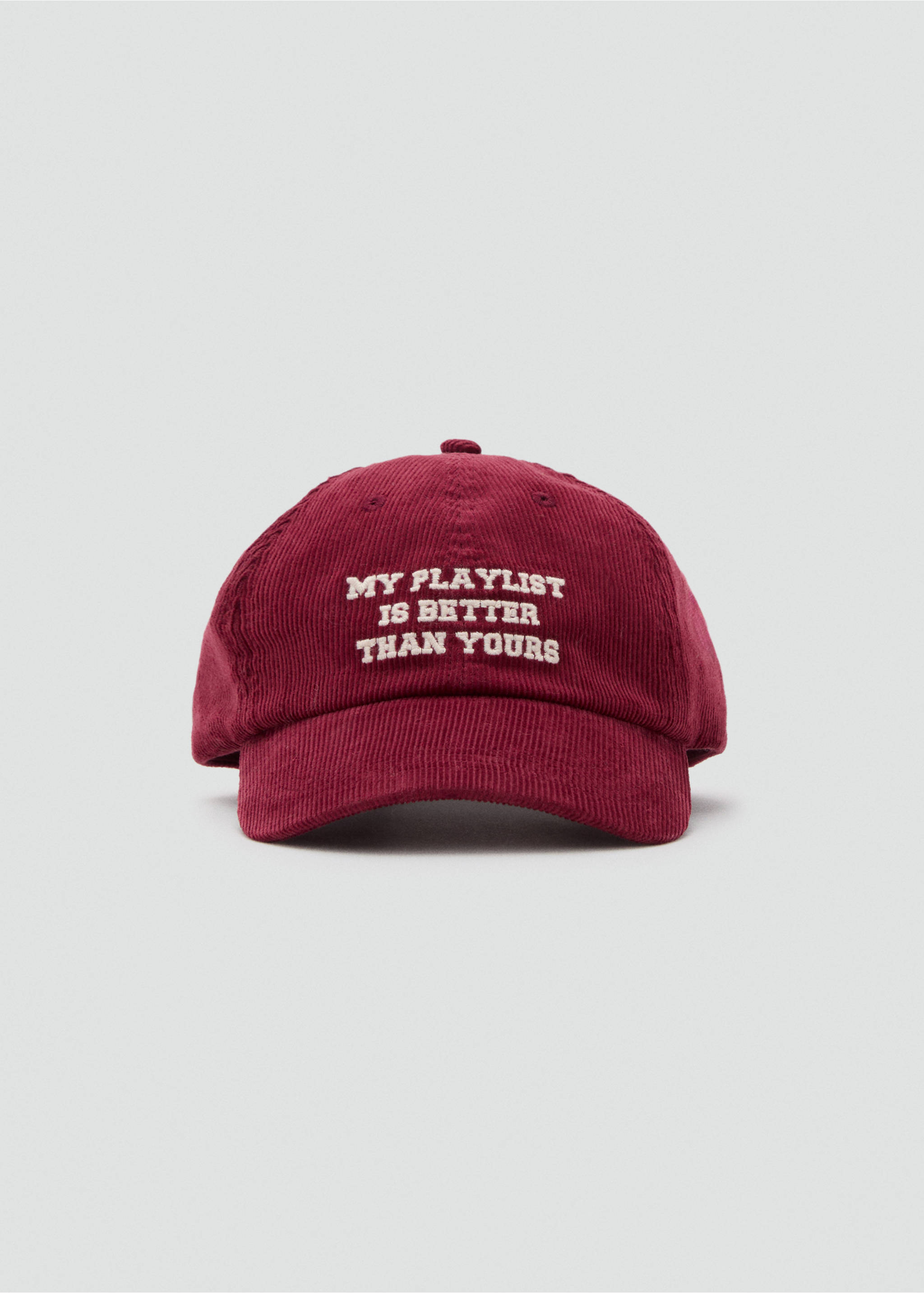 Embroidered corduroy cap - Medium plane, Red. Ref: 17055995-00.