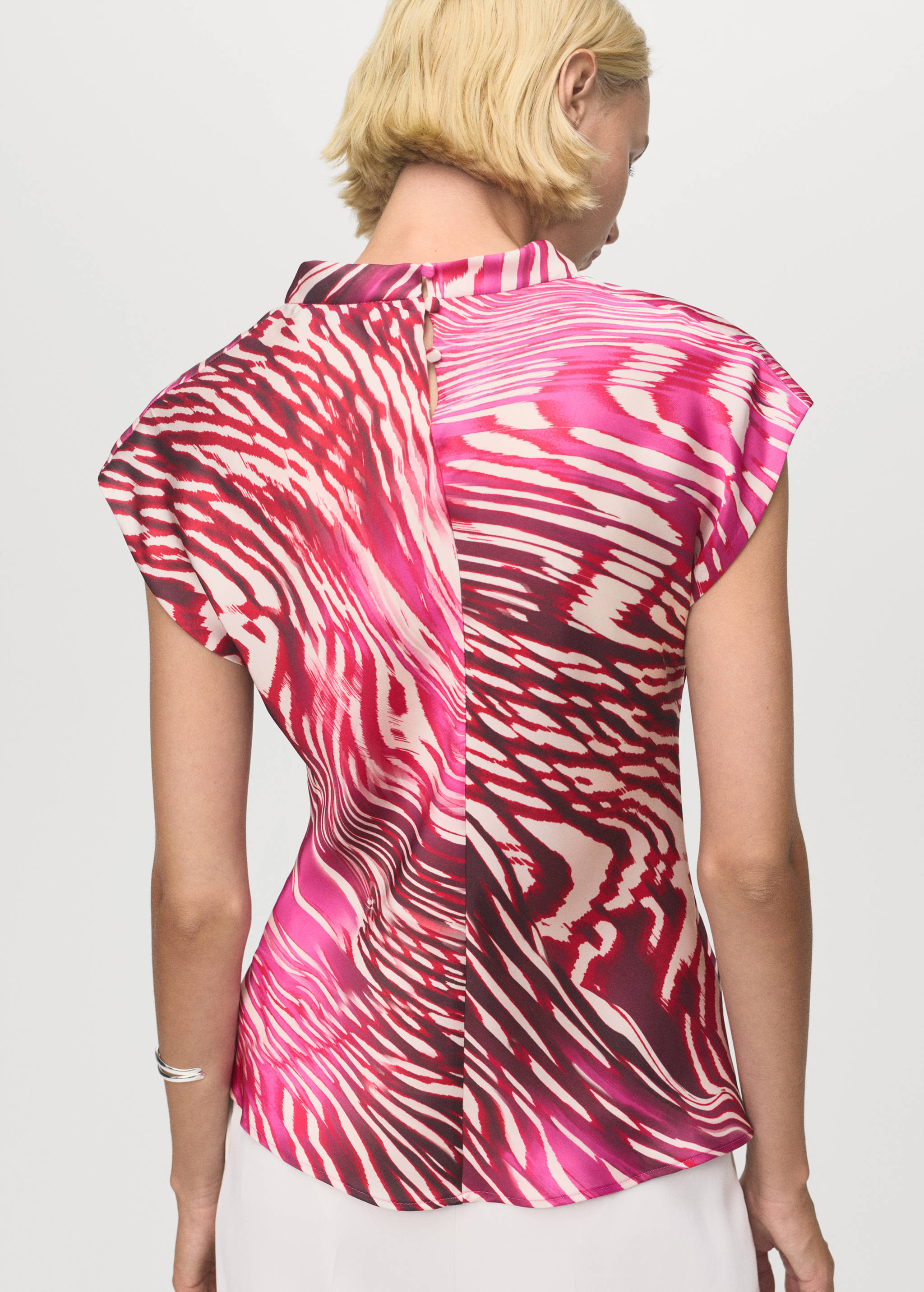 Satin blouse with draped neck - Reverse of the article