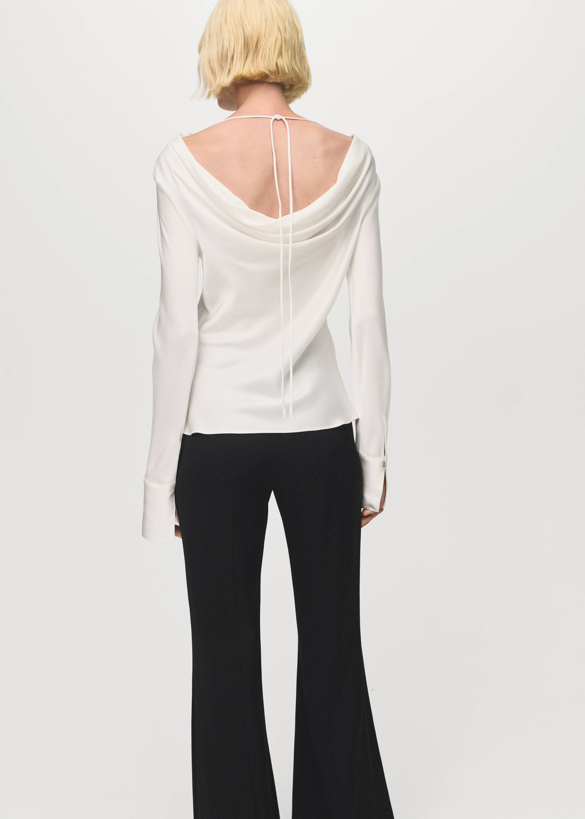 Satin blouse with bow on the back - Reverse of the article