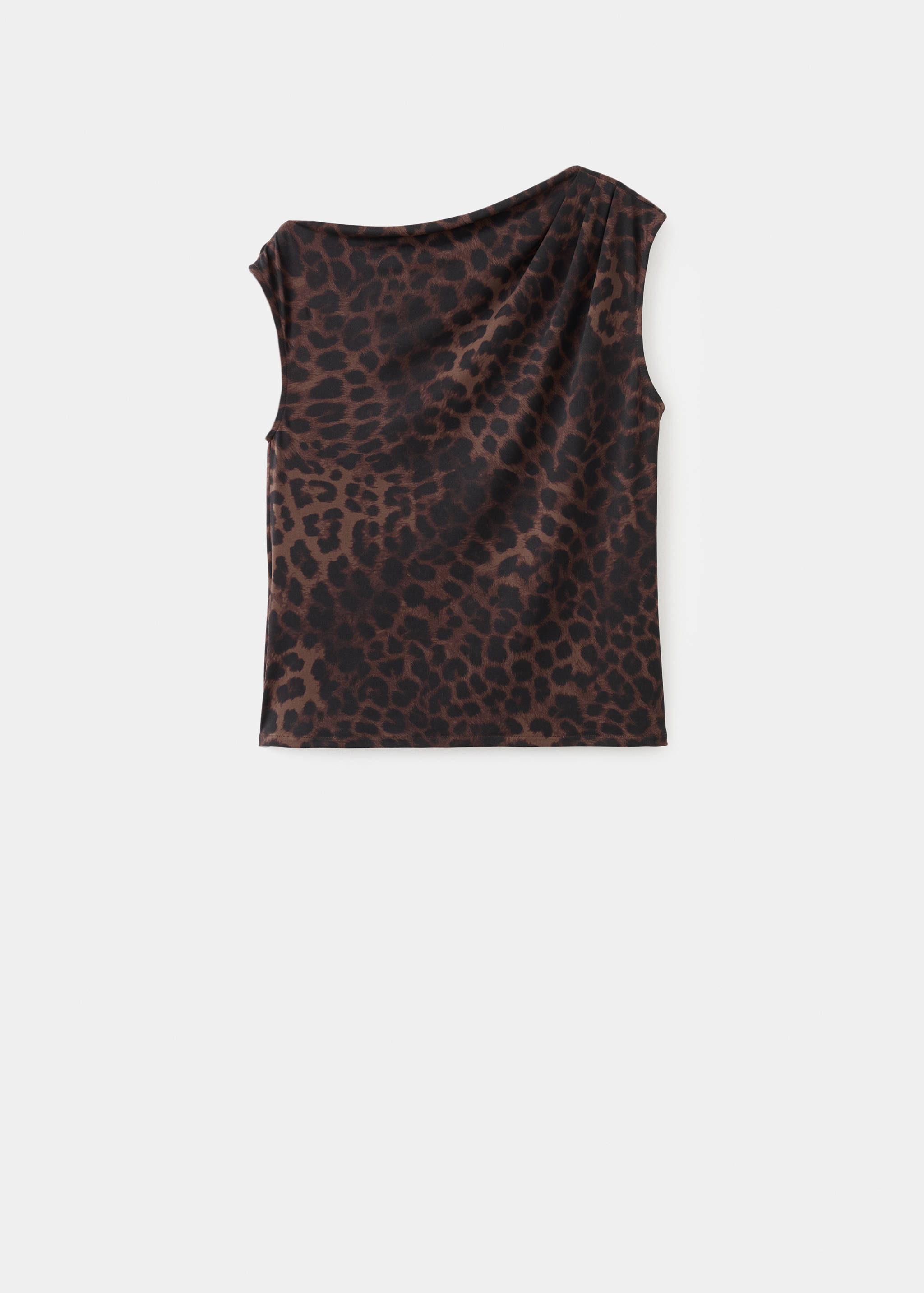 Leopard-print top with asymmetrical collar - Article without model