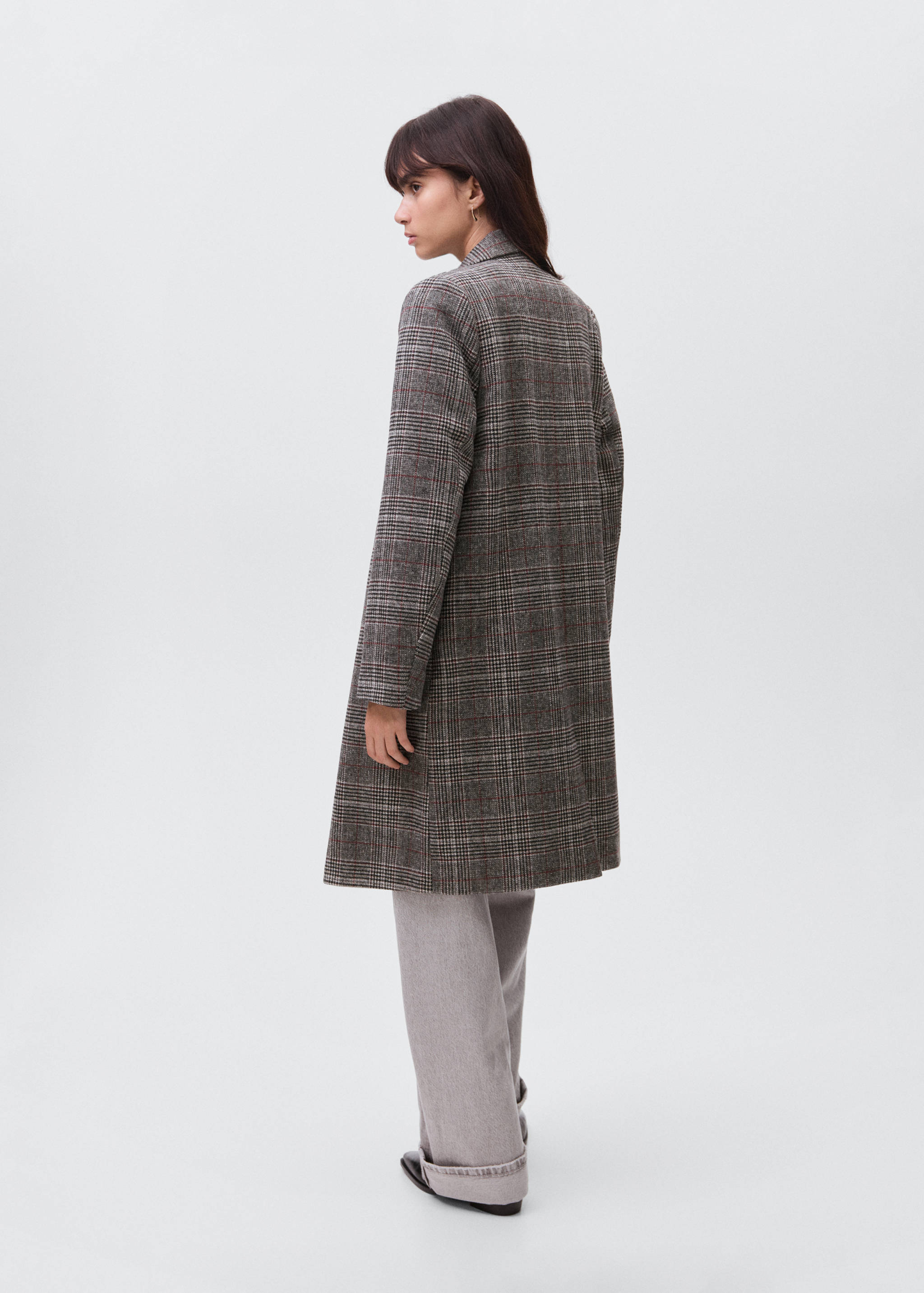 Check wool-blend coat - Reverse of the article