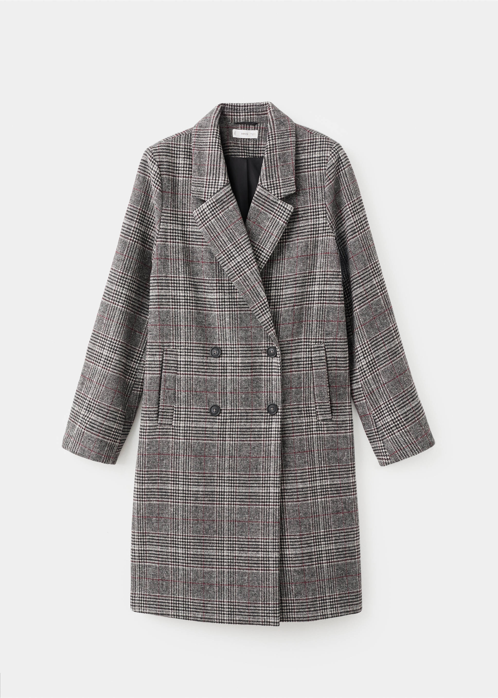 Check wool-blend coat - Article without model, Grey. Ref: 17056326-00.
