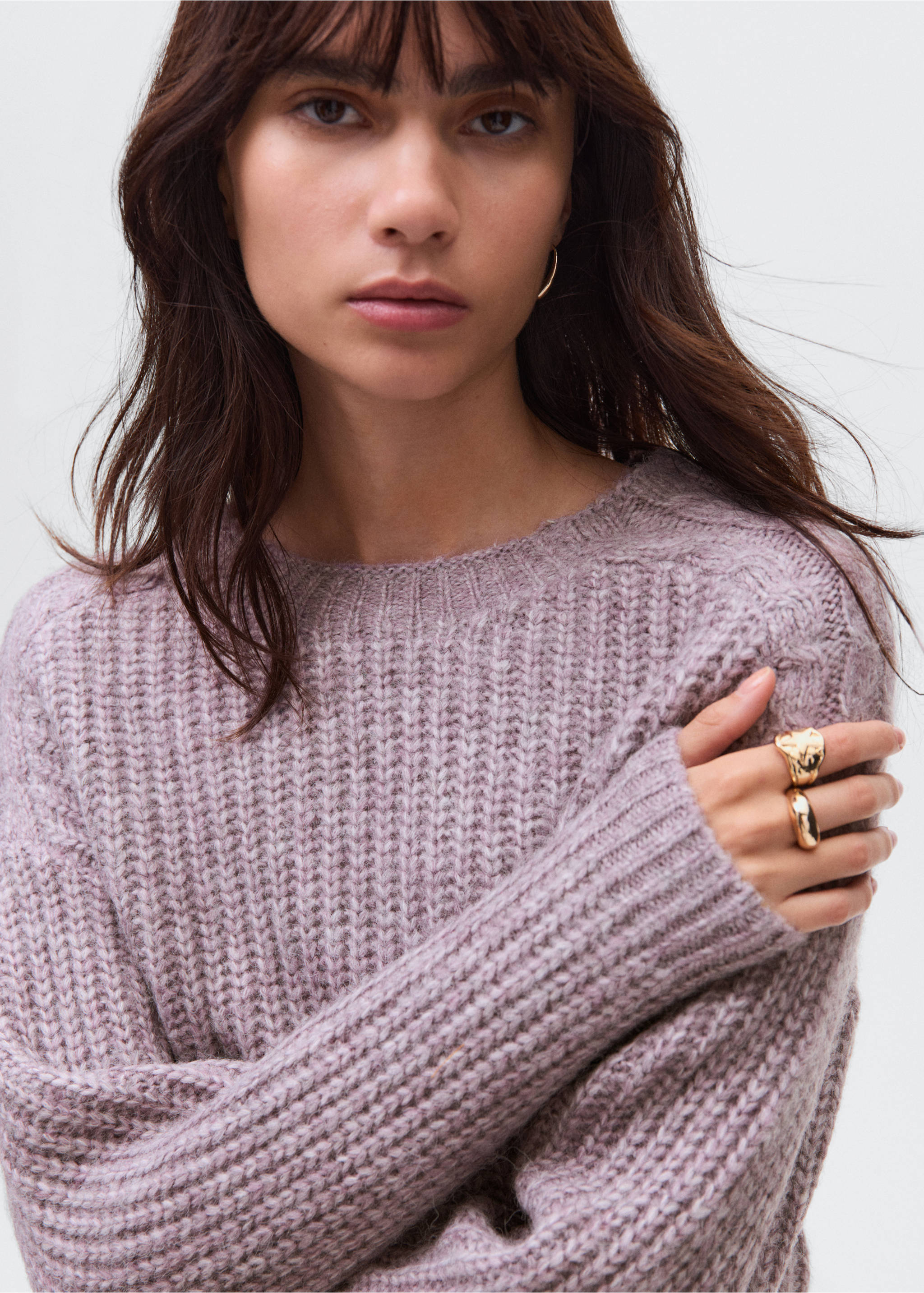 Chunky-knit sweater - Details of the article 1, Light/Pastel Purple. Ref: 17056330-00.