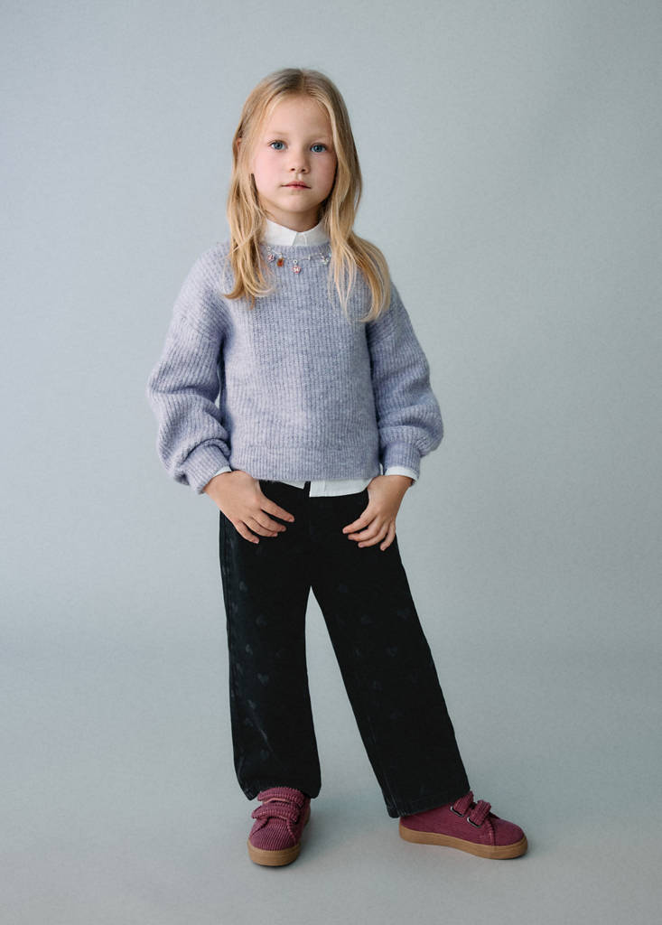 Straight-leg jeans with hearts — Black denim
