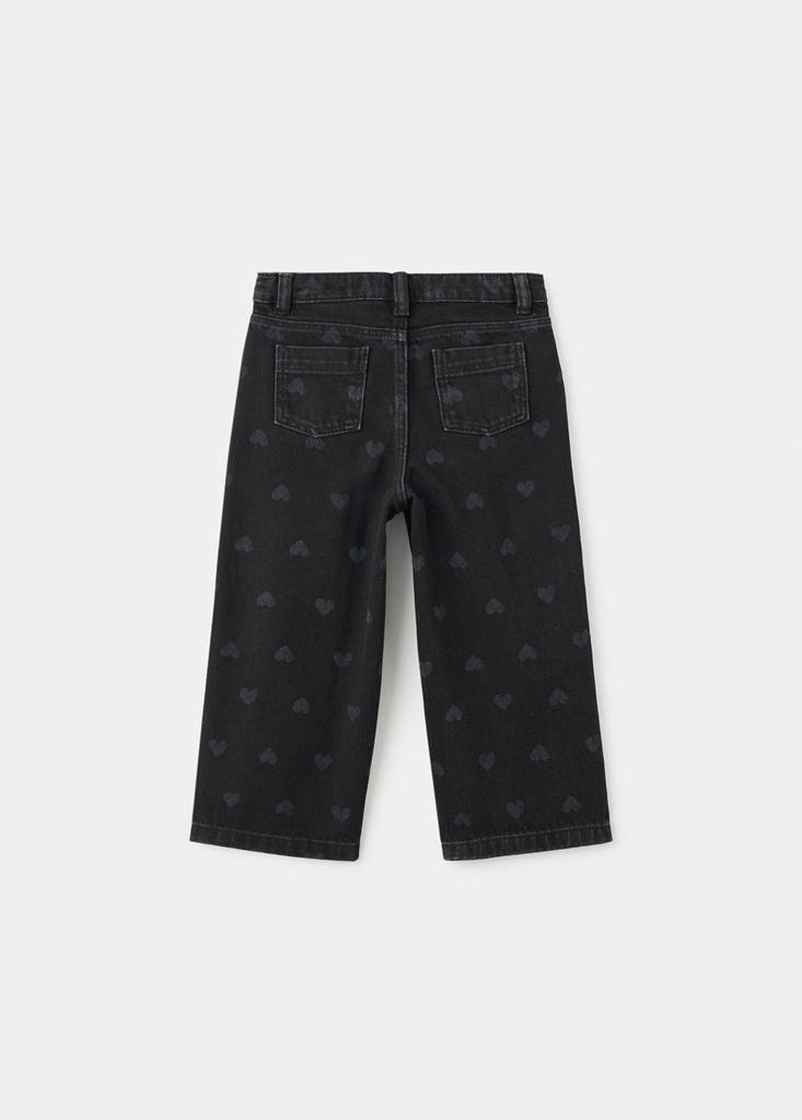 Straight-leg jeans with hearts — Black denim