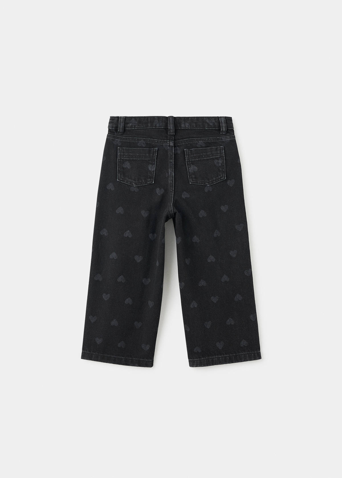 Straight-leg jeans with hearts — Black denim