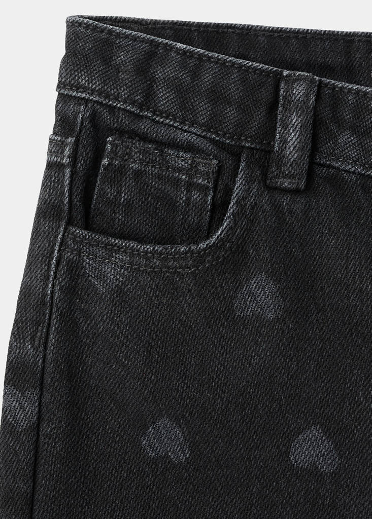 Straight-leg jeans with hearts — Black denim