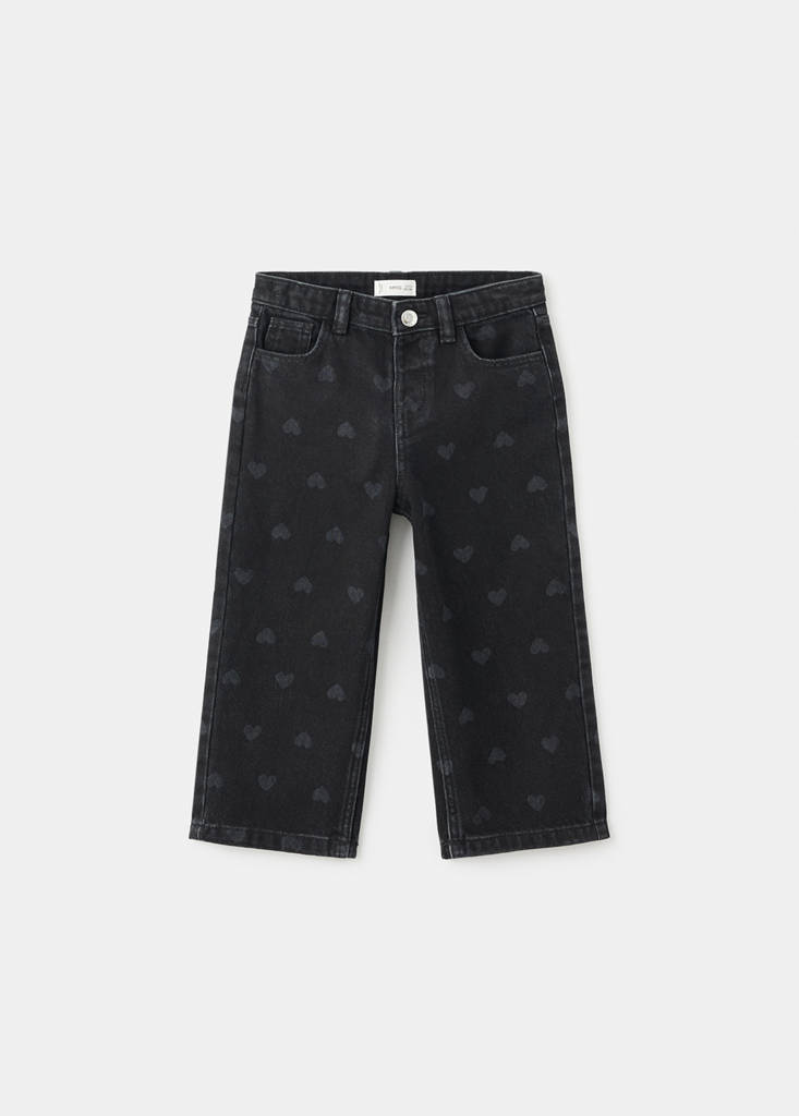 Straight-leg jeans with hearts — Black denim