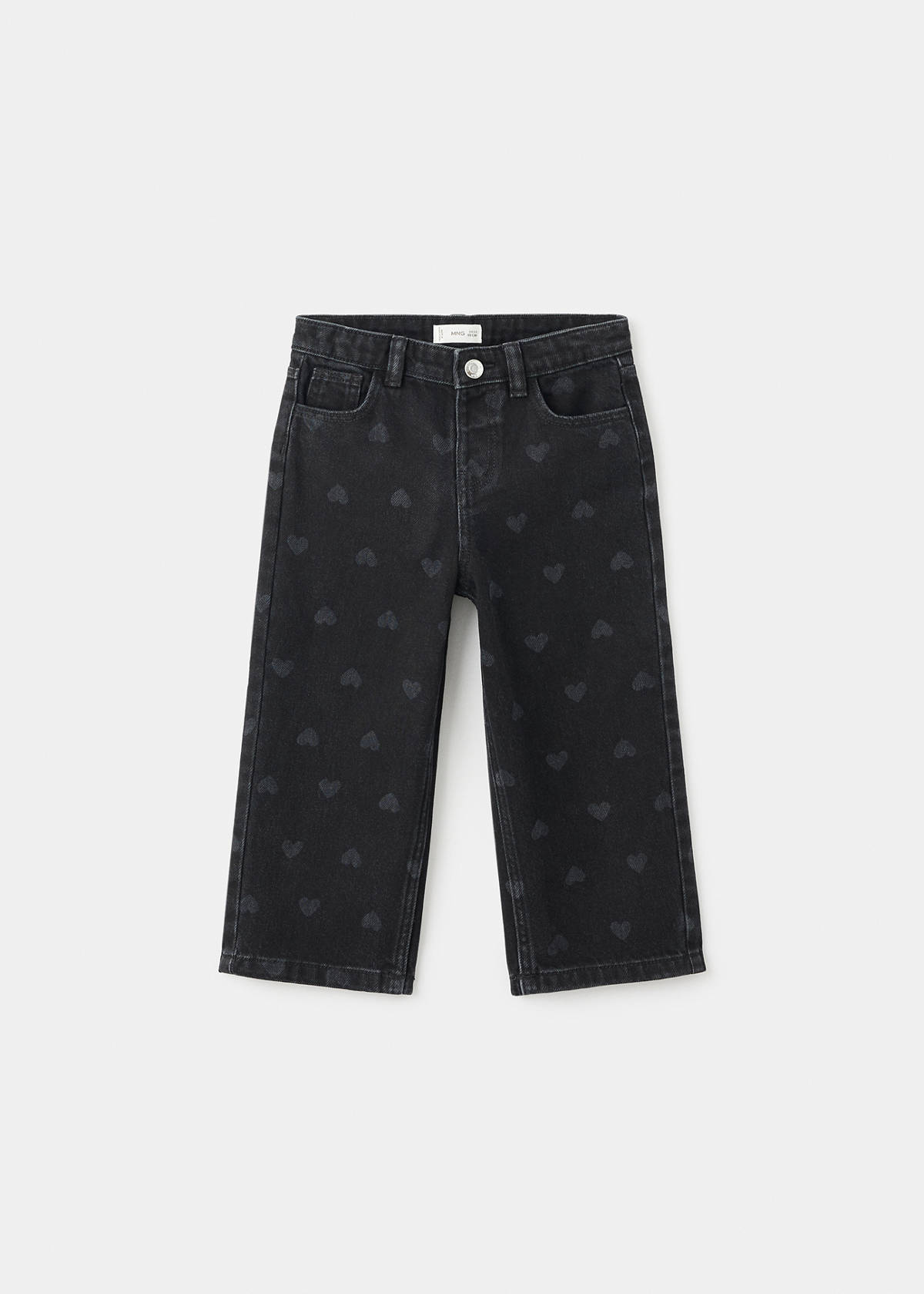 Straight-leg jeans with hearts — Black denim