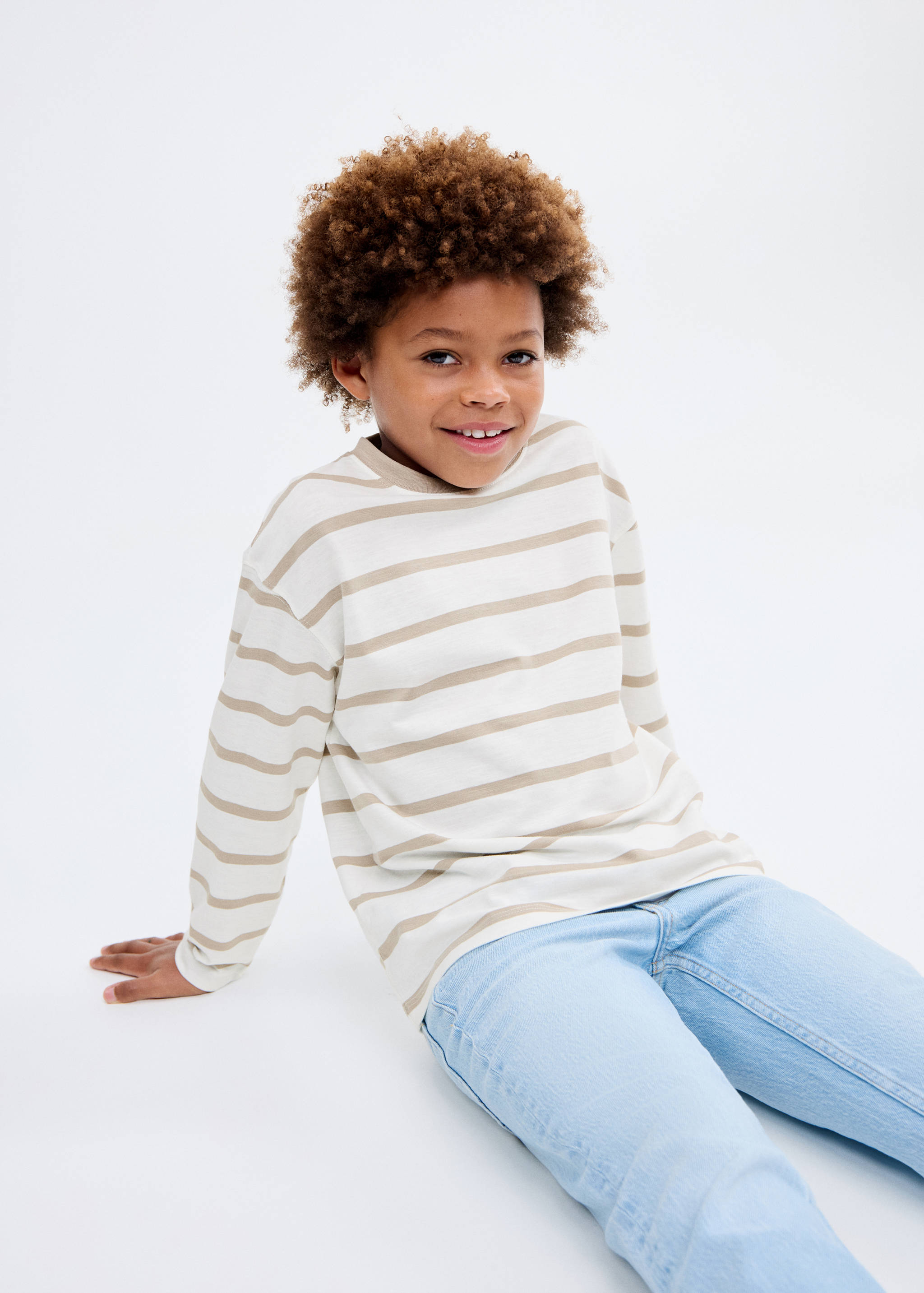 T-shirt garis-garis katun - Tampilan Sedang