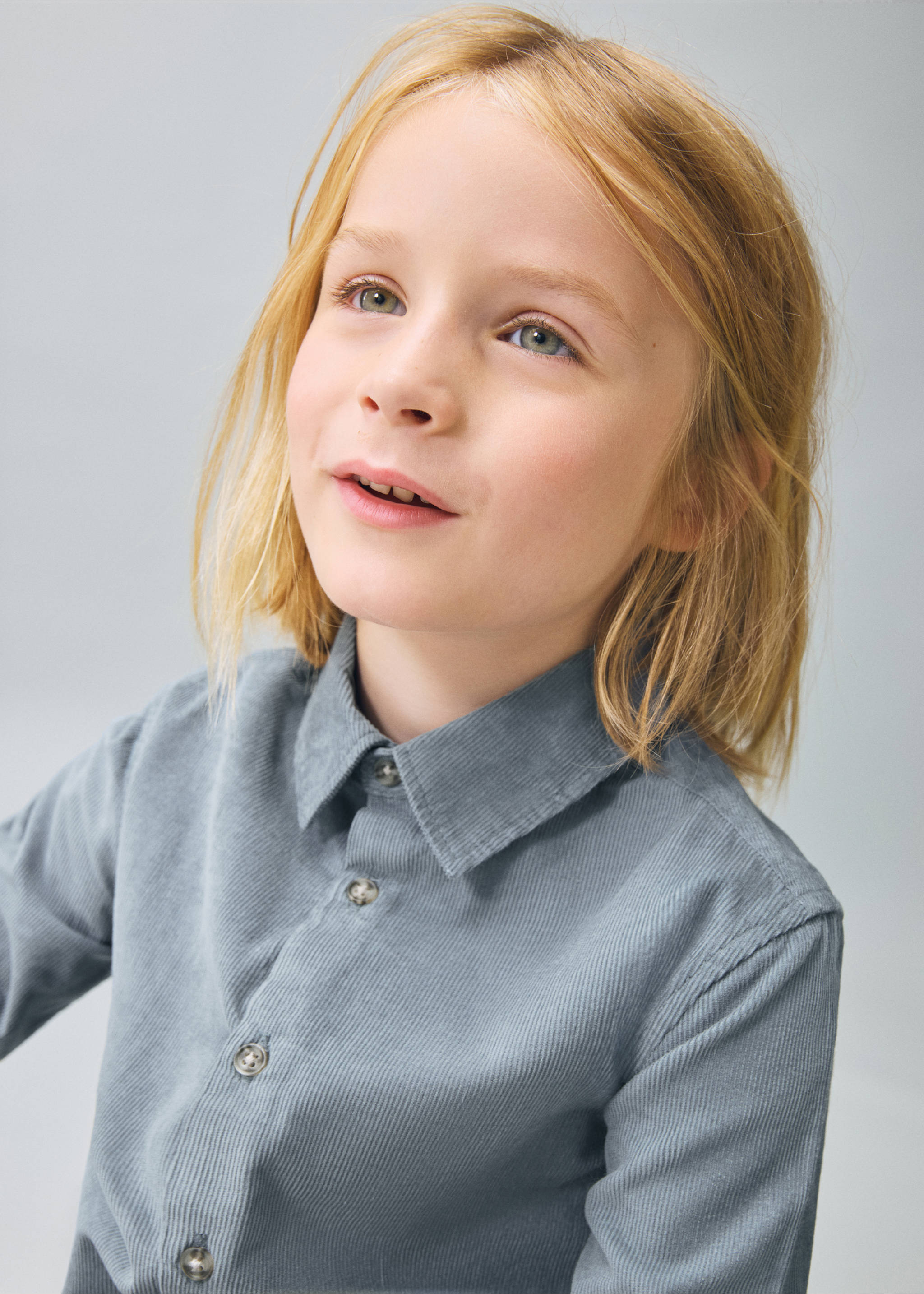 Corduroy cotton shirt - Details of the article 1, Aqua Green. Ref: 17056340-00.