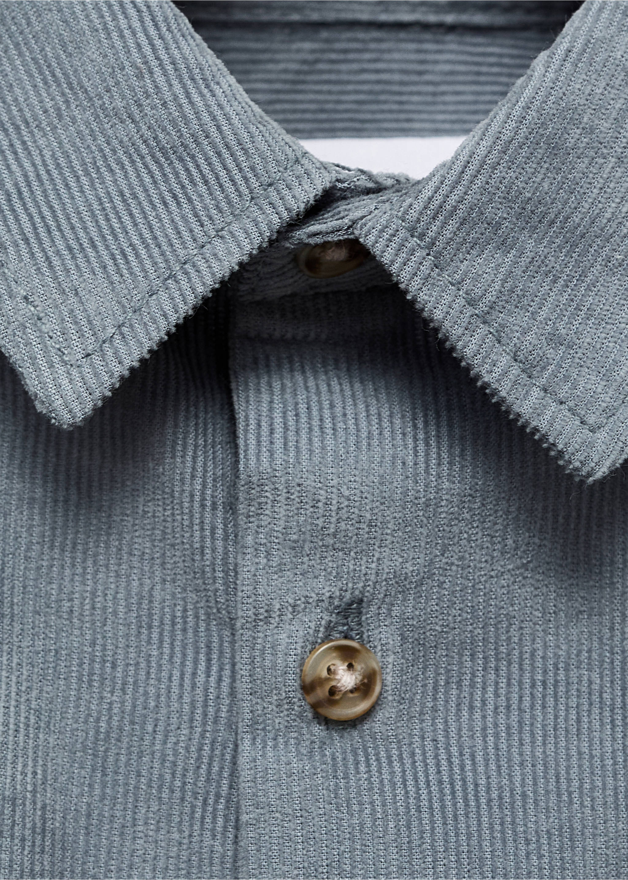 Corduroy cotton shirt - Details of the article 8, Aqua Green. Ref: 17056340-00.