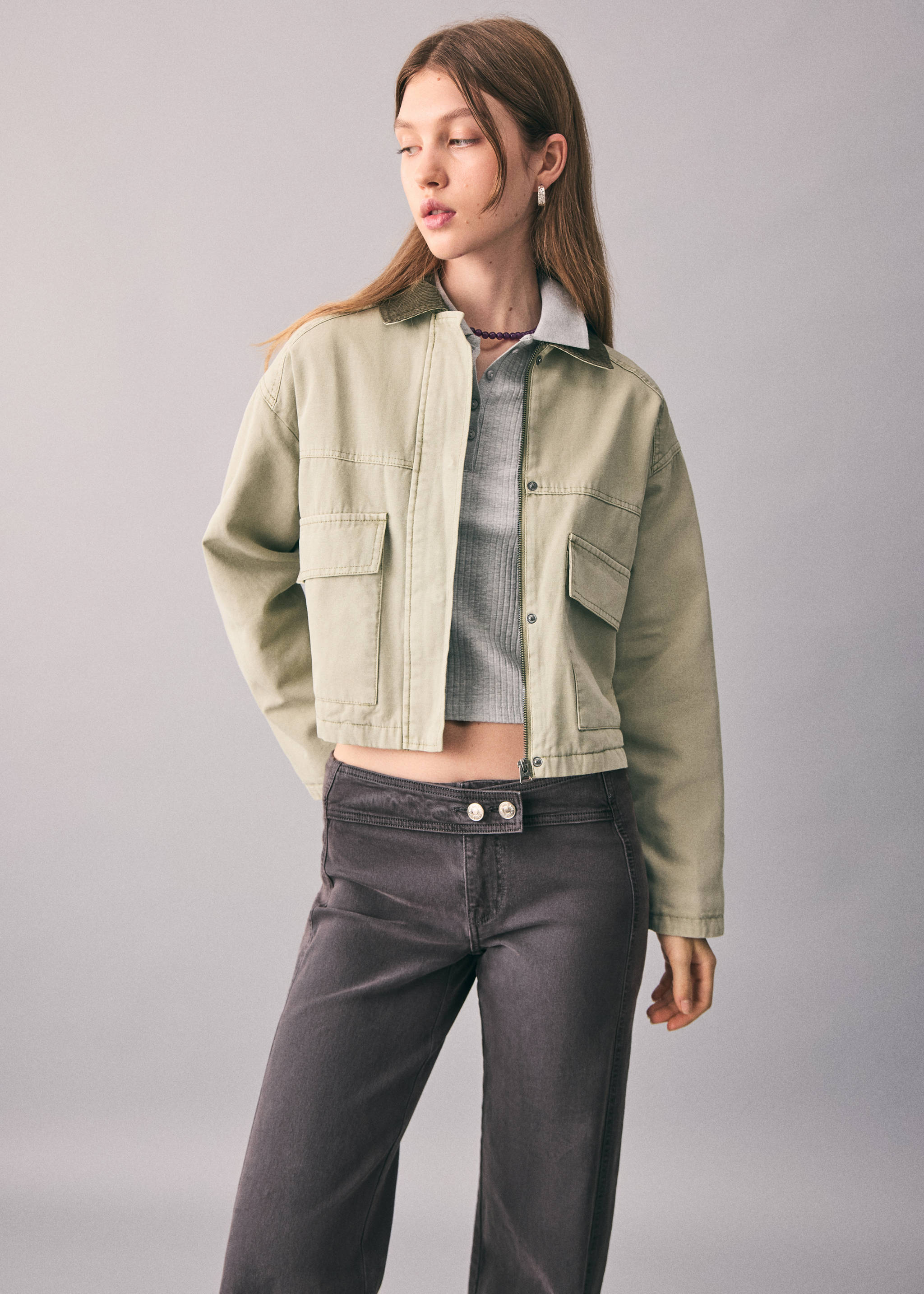 Calças de ganga retas com cinto - Plano médio