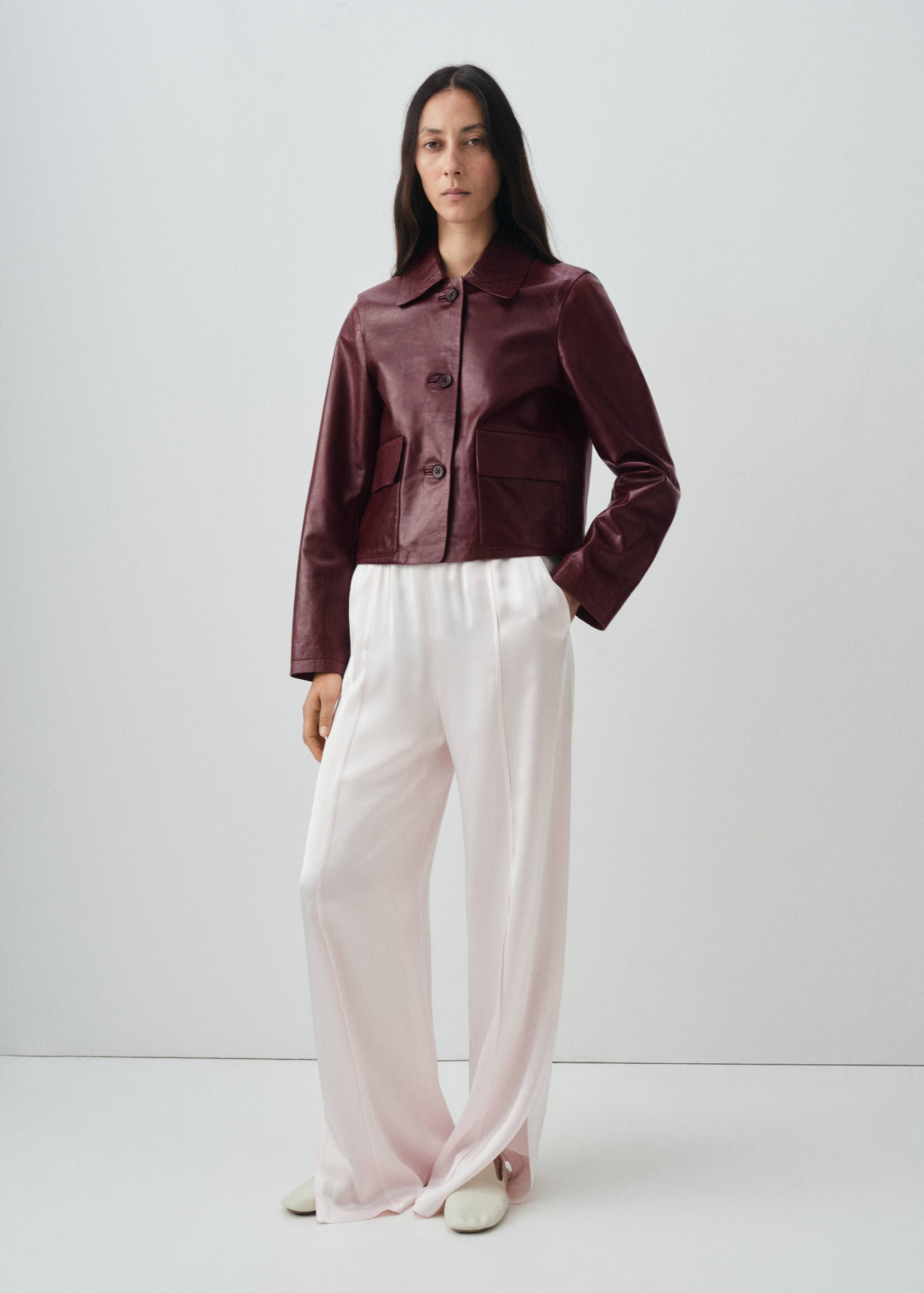 Veste 100 % cuir boutons - Plan général