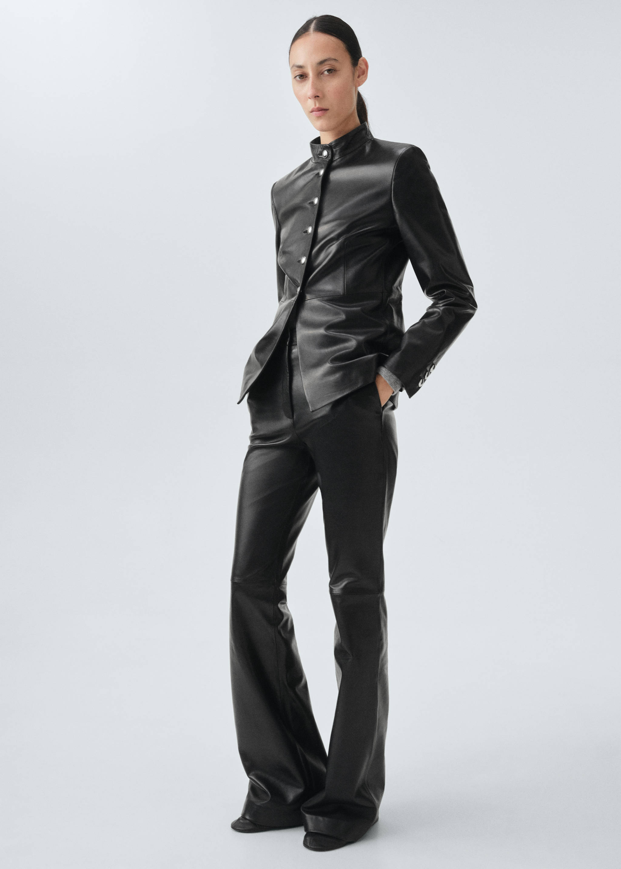 100% leather jacket with buttons - General plane