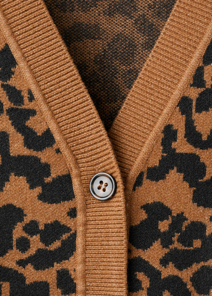 Leopard knit cardigan — Medium Brown