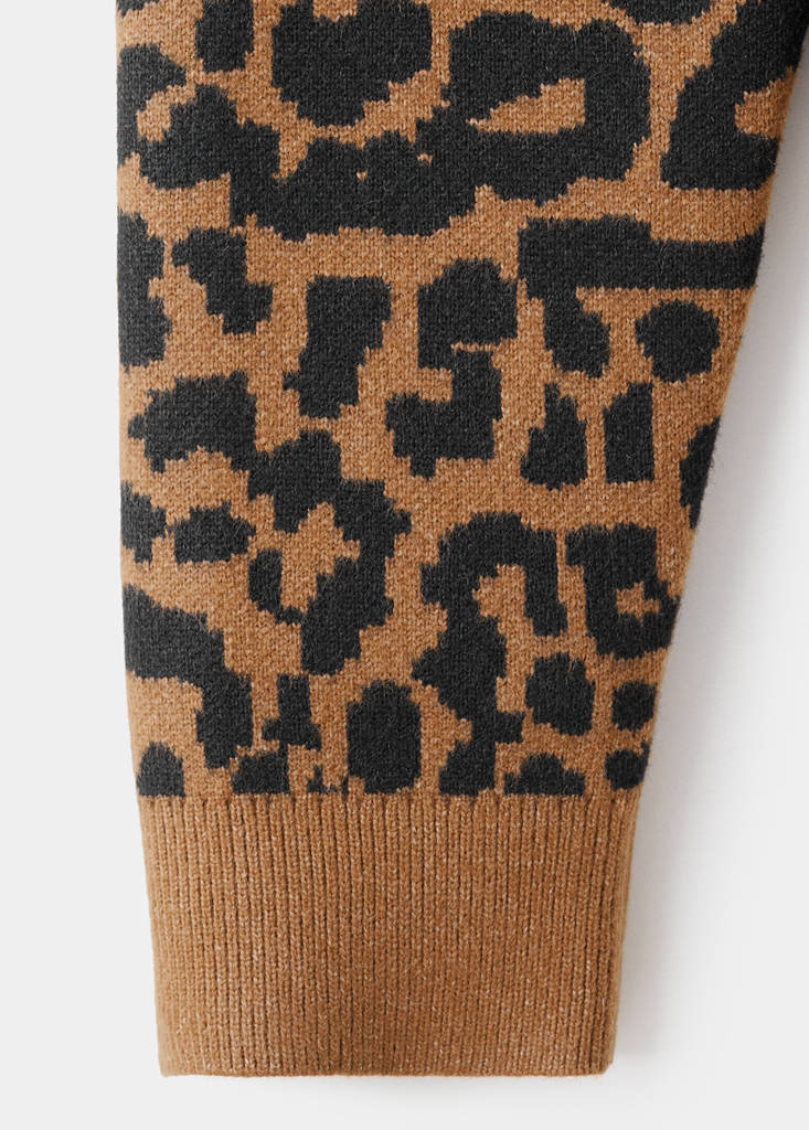 Leopard knit cardigan — Medium Brown