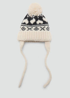 Knitted bobble hat — Sand 1