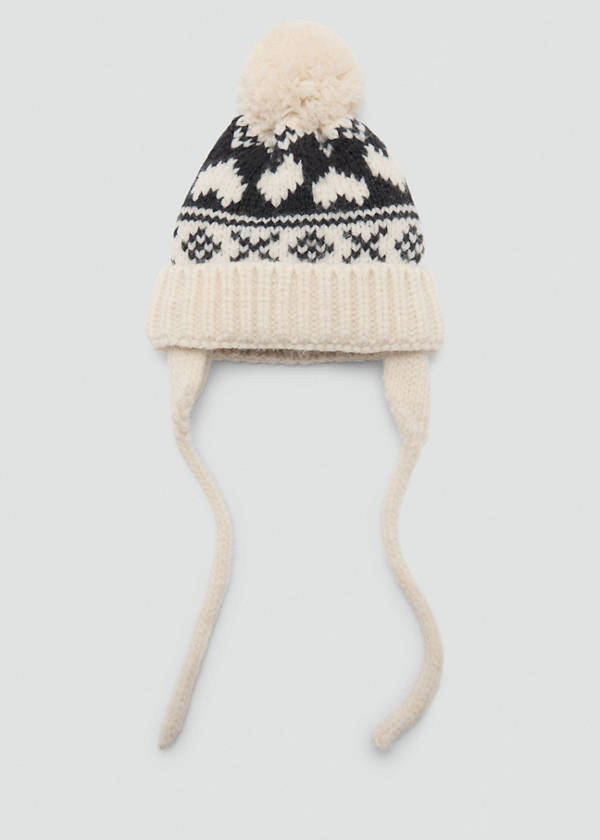 Knitted bobble hat — Sand