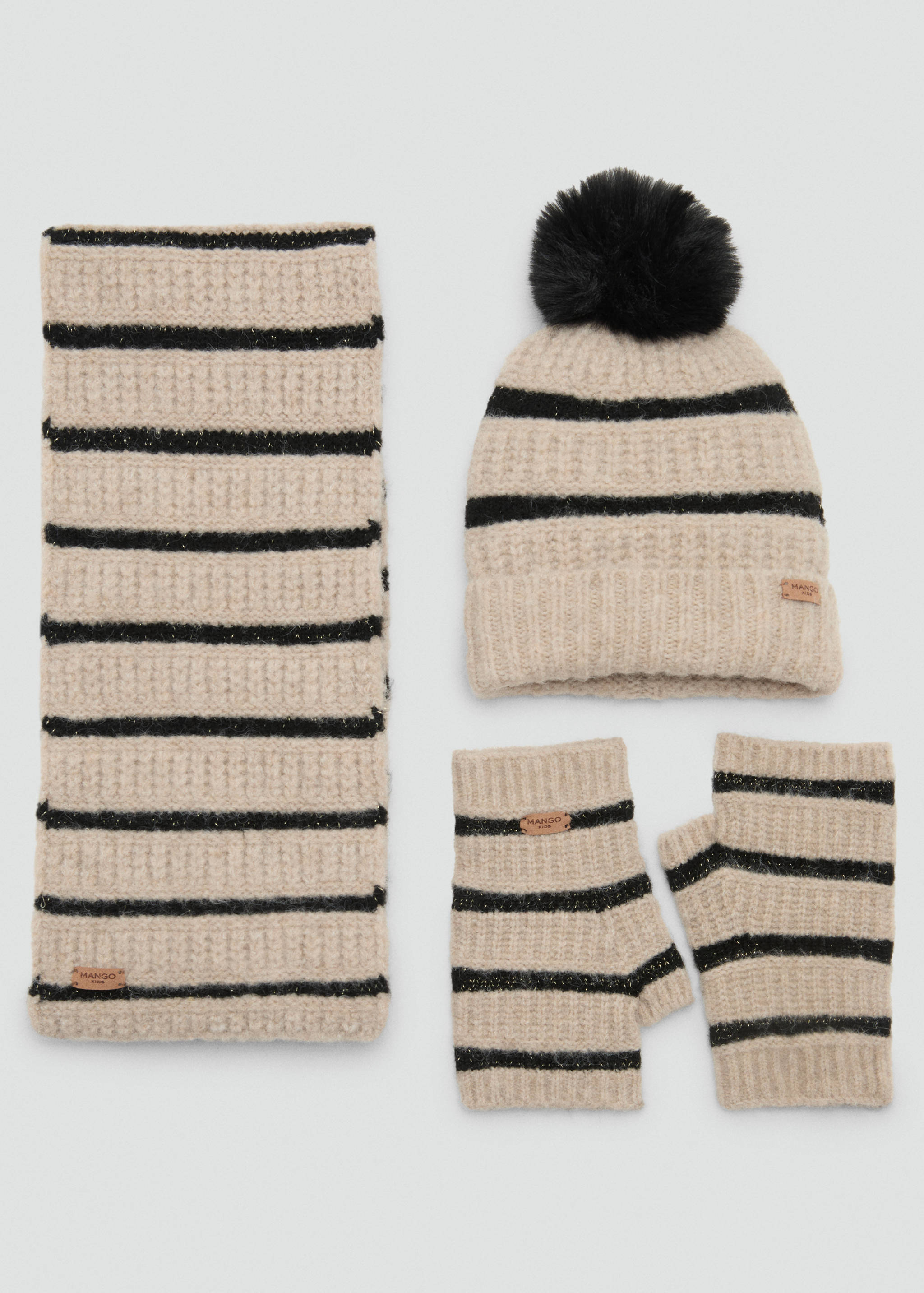 Striped knit gloves - Details of the article 1