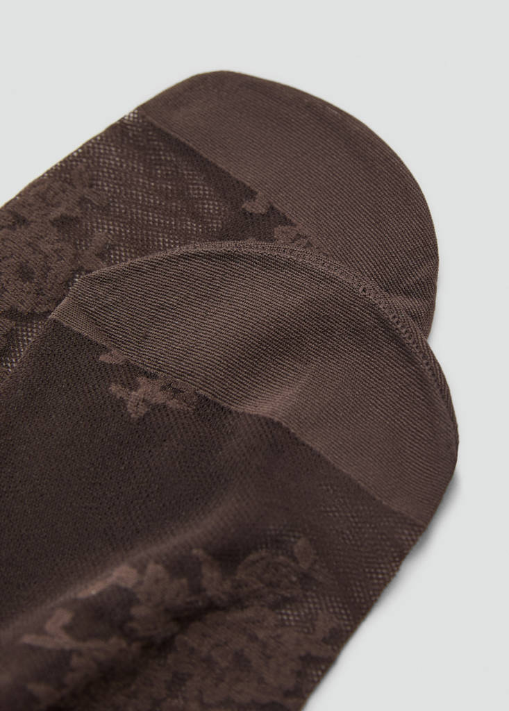 Fine jacquard stockings — Chocolate