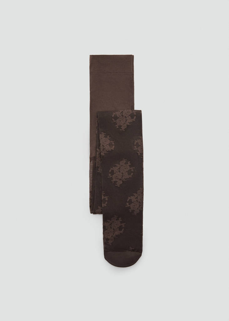 Fine jacquard stockings — Chocolate
