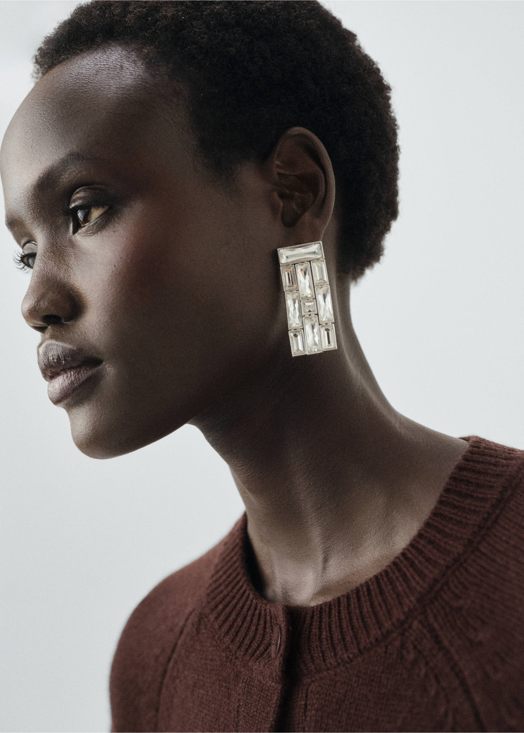 Chunky knit wool-blend cardigan - Details of the article 1, Chocolate. Ref: 17056352-00.