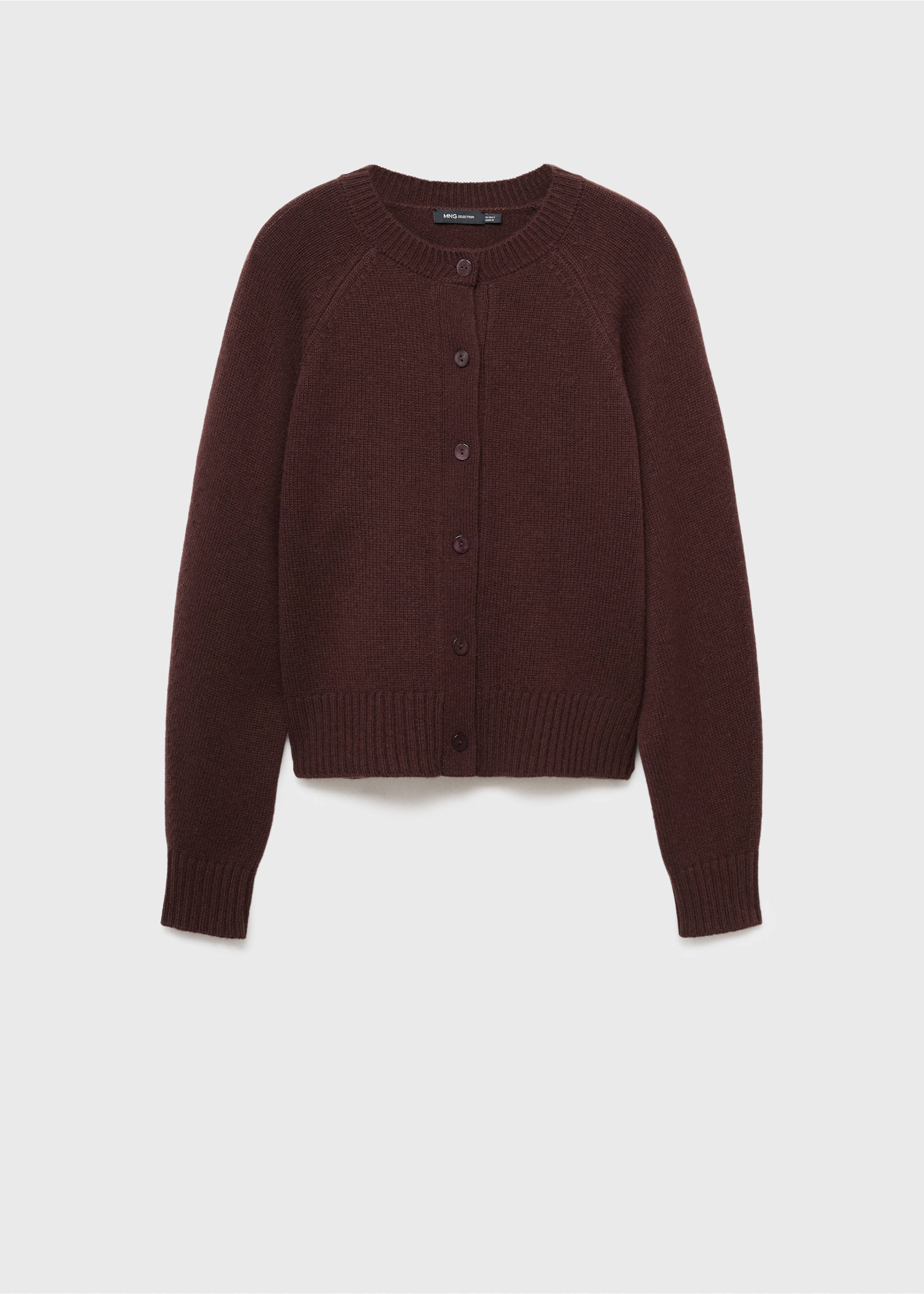 Chunky knit wool-blend cardigan - Article without model, Chocolate. Ref: 17056352-00.