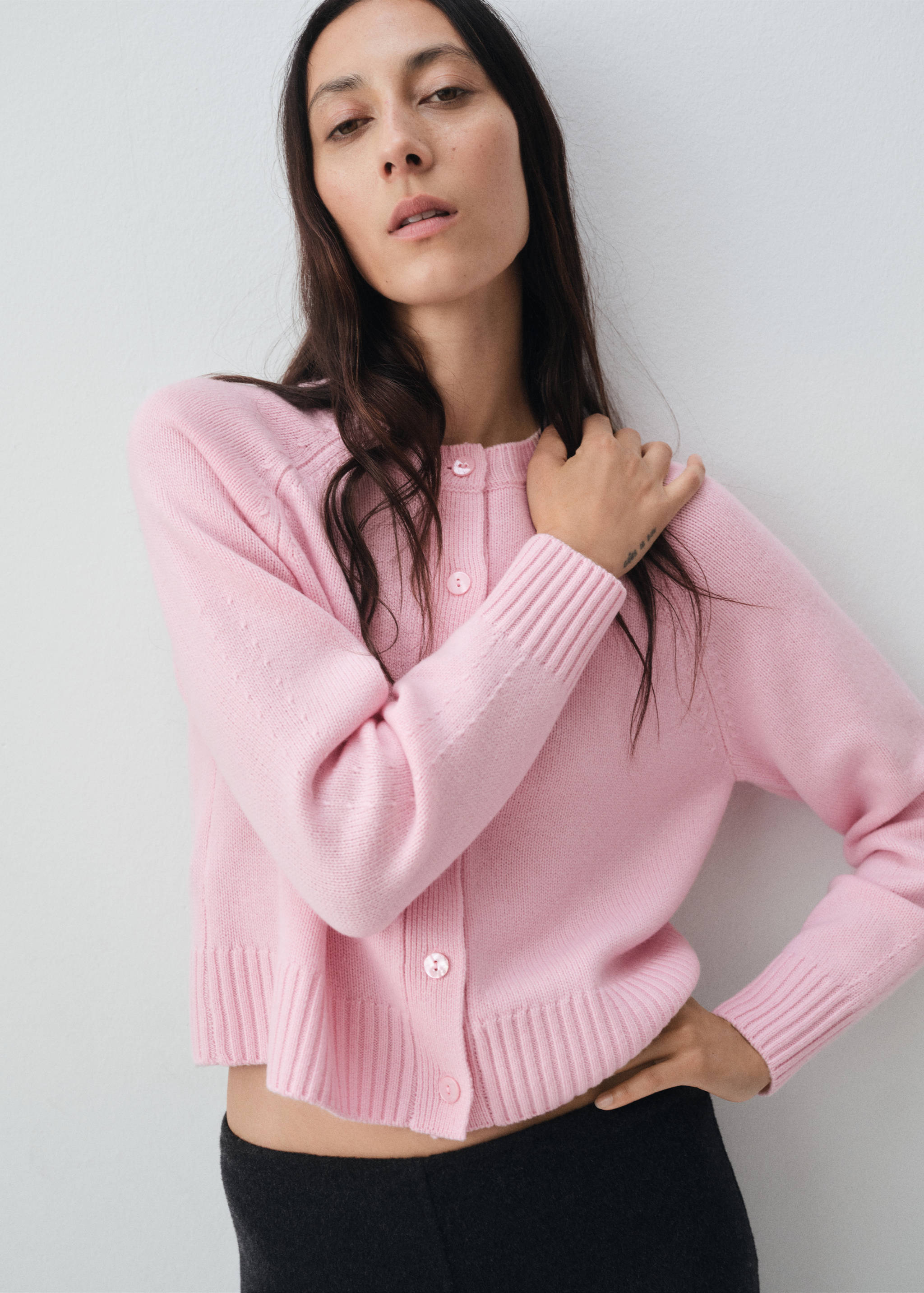 Chunky knit wool-blend cardigan - Medium plane