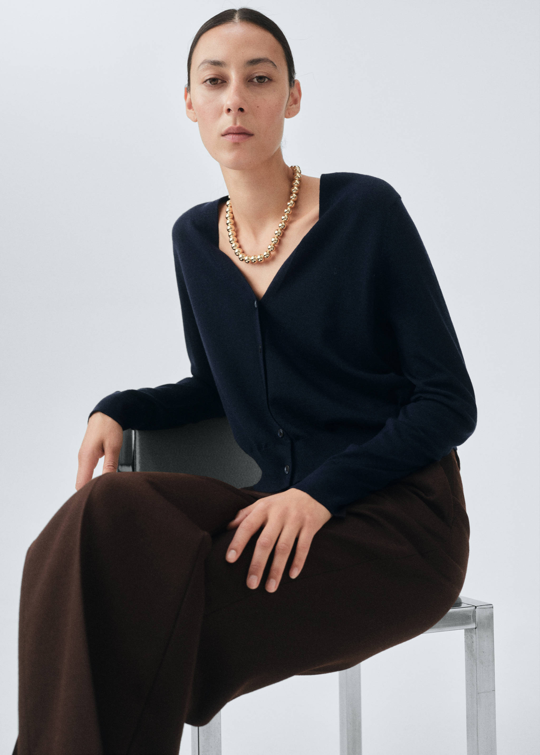 Cárdigan 100% lana merino - Plano medio