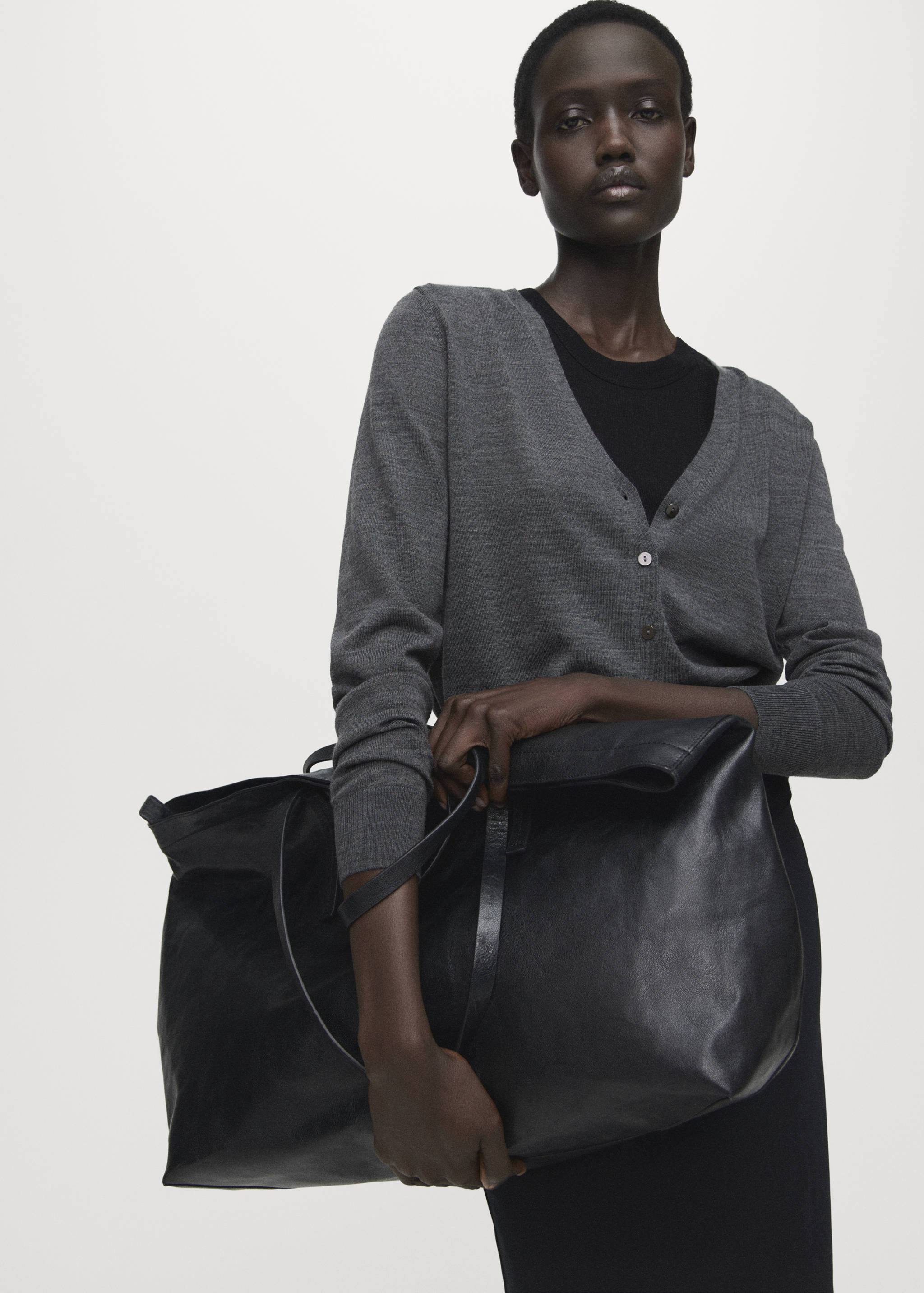 Cárdigan 100% lana merino - Plano medio