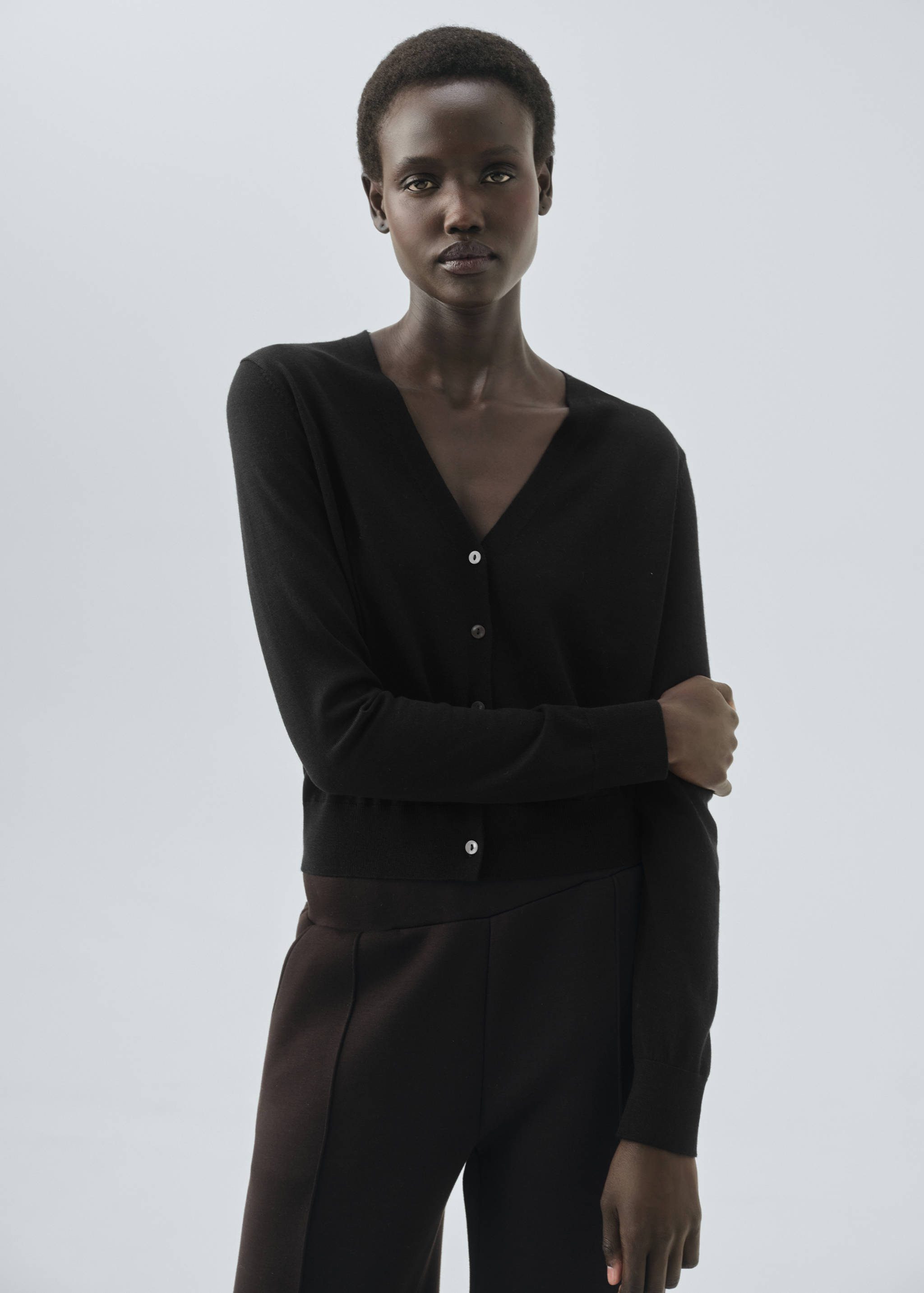 Cárdigan 100% lana merino - Plano medio