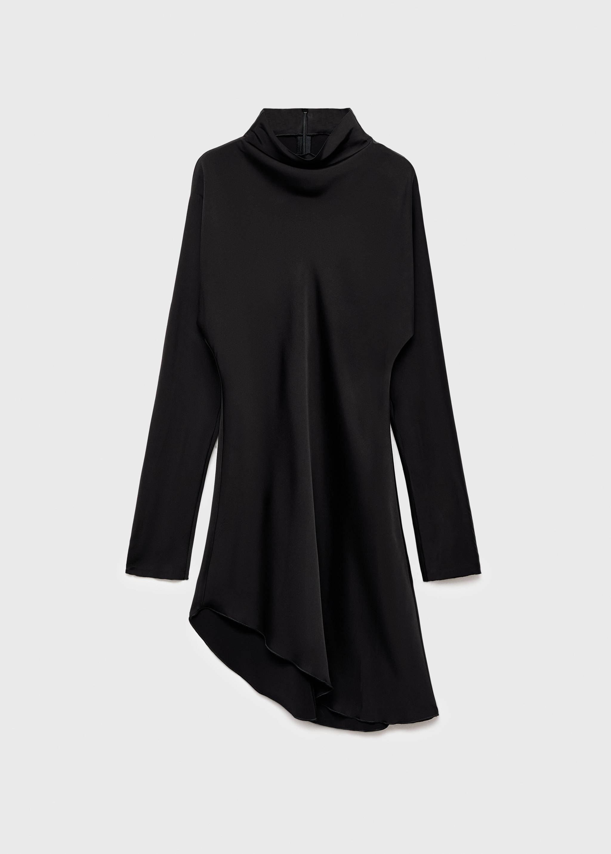 Asymmetrical satin-finish dress with asymmetrical hem - Article without model