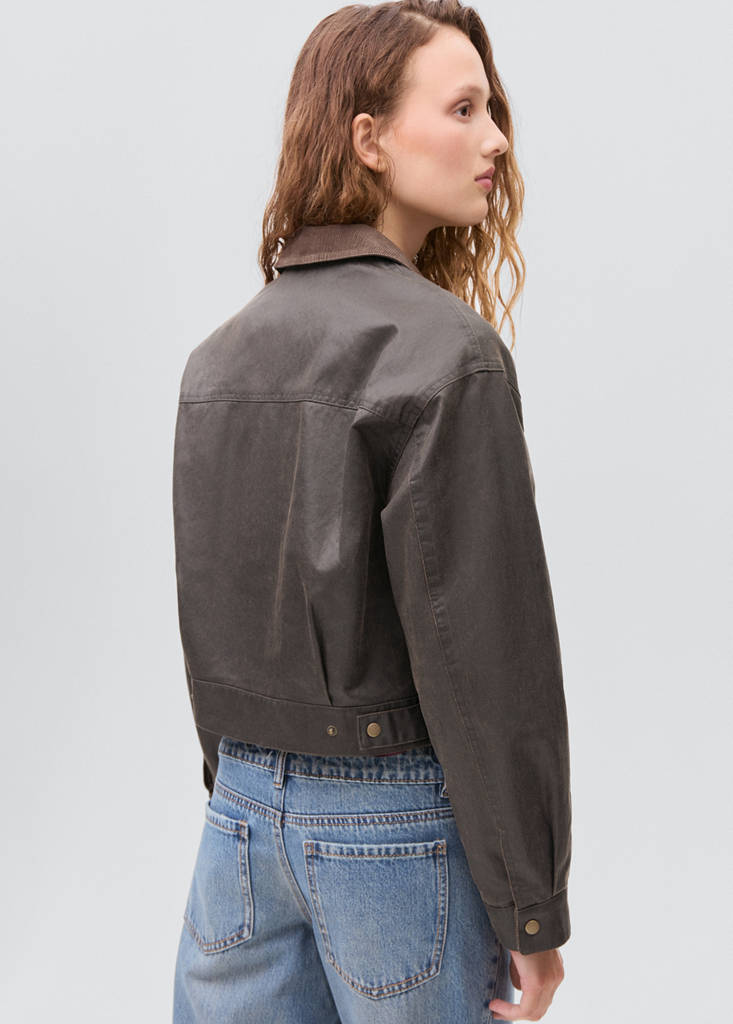 Leather-effect biker jacket — Brown