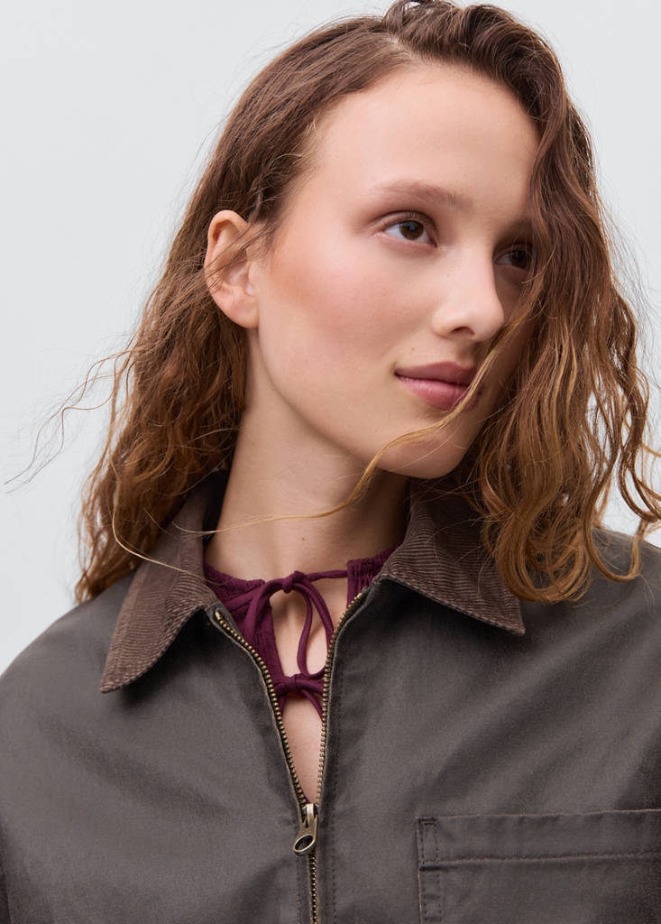 Leather-effect biker jacket — Brown