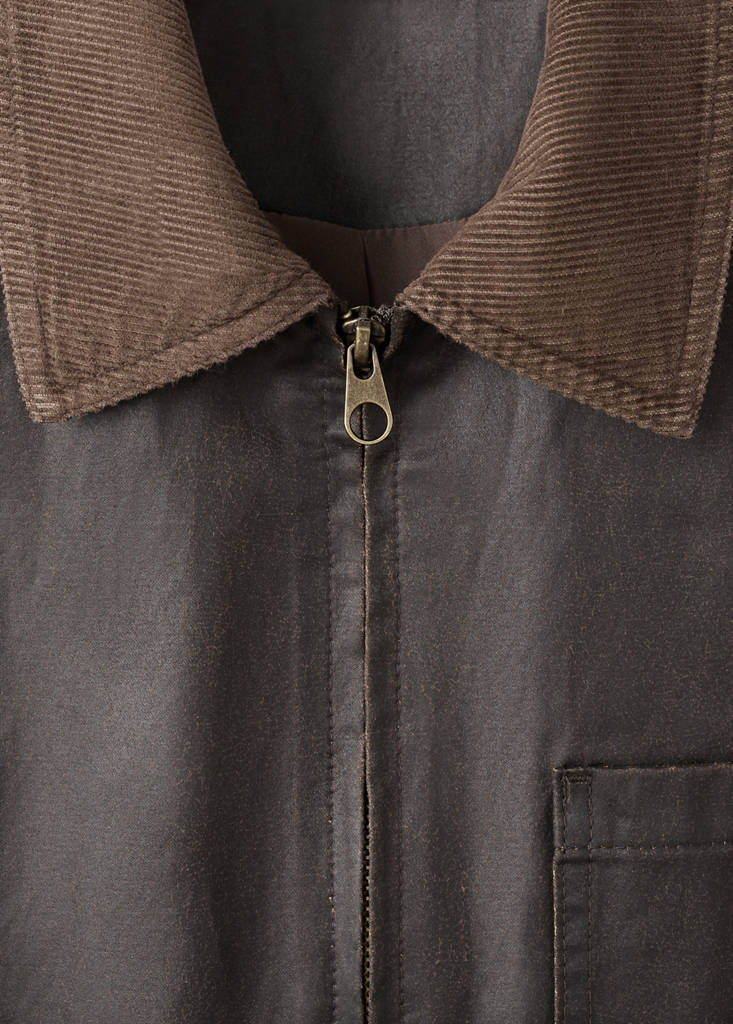 Leather-effect biker jacket — Brown