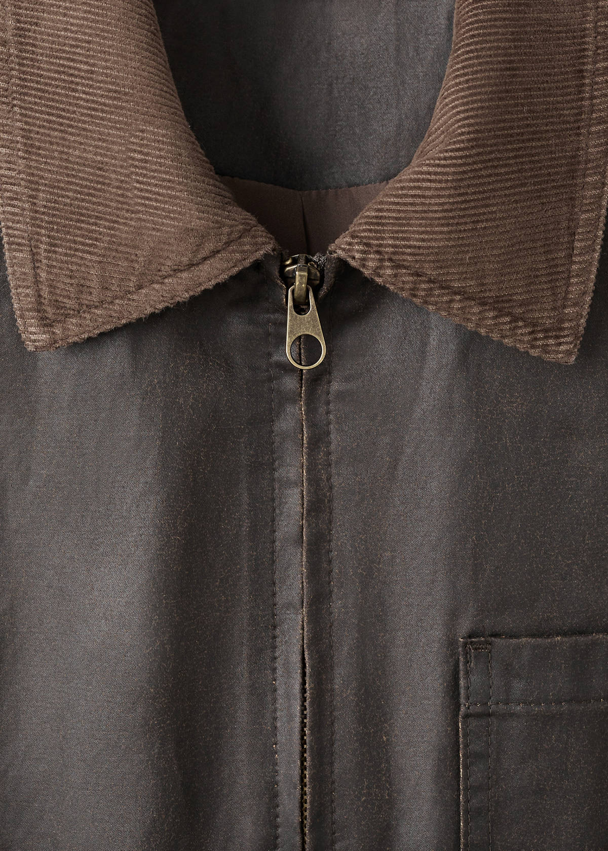 Leather-effect biker jacket — Brown