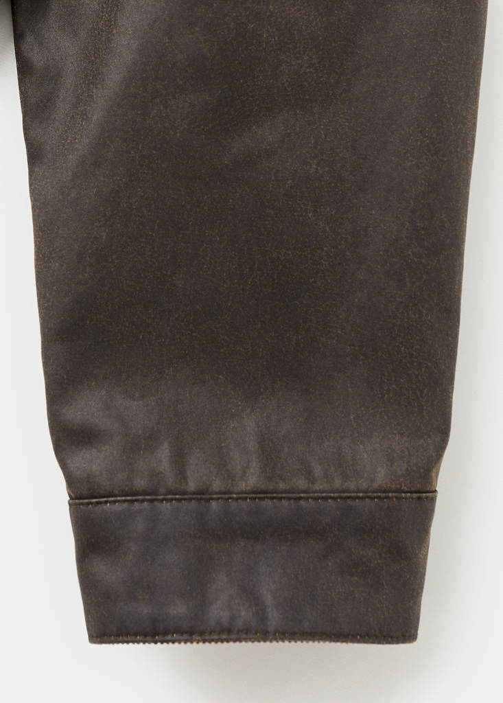 Leather-effect biker jacket — Brown