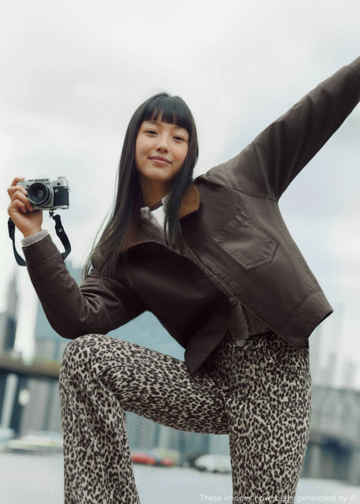 Leather-effect biker jacket — Brown