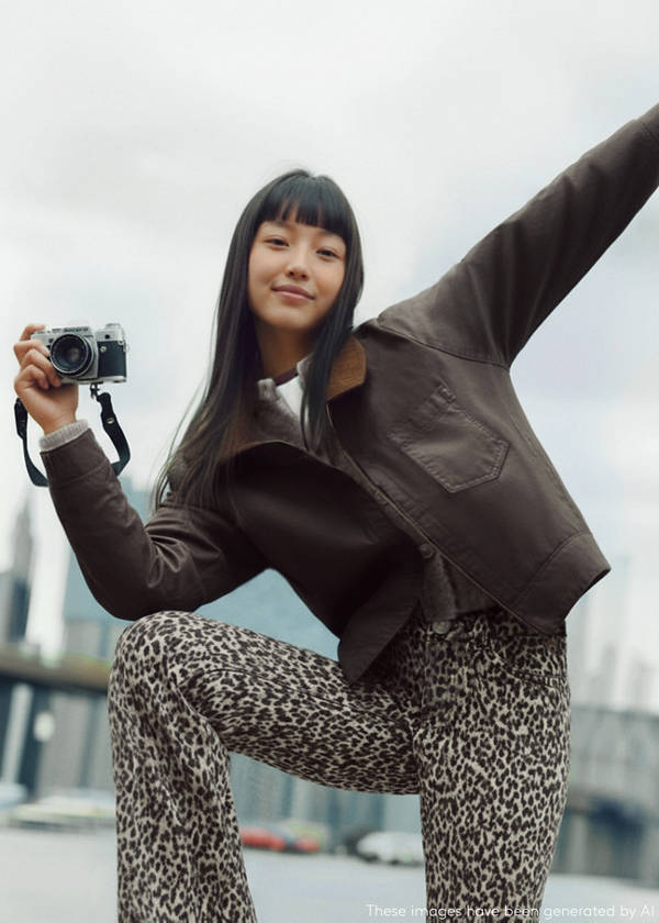 Leather-effect biker jacket — Brown