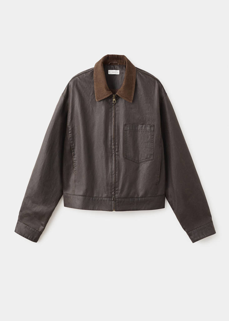 Leather-effect biker jacket — Brown