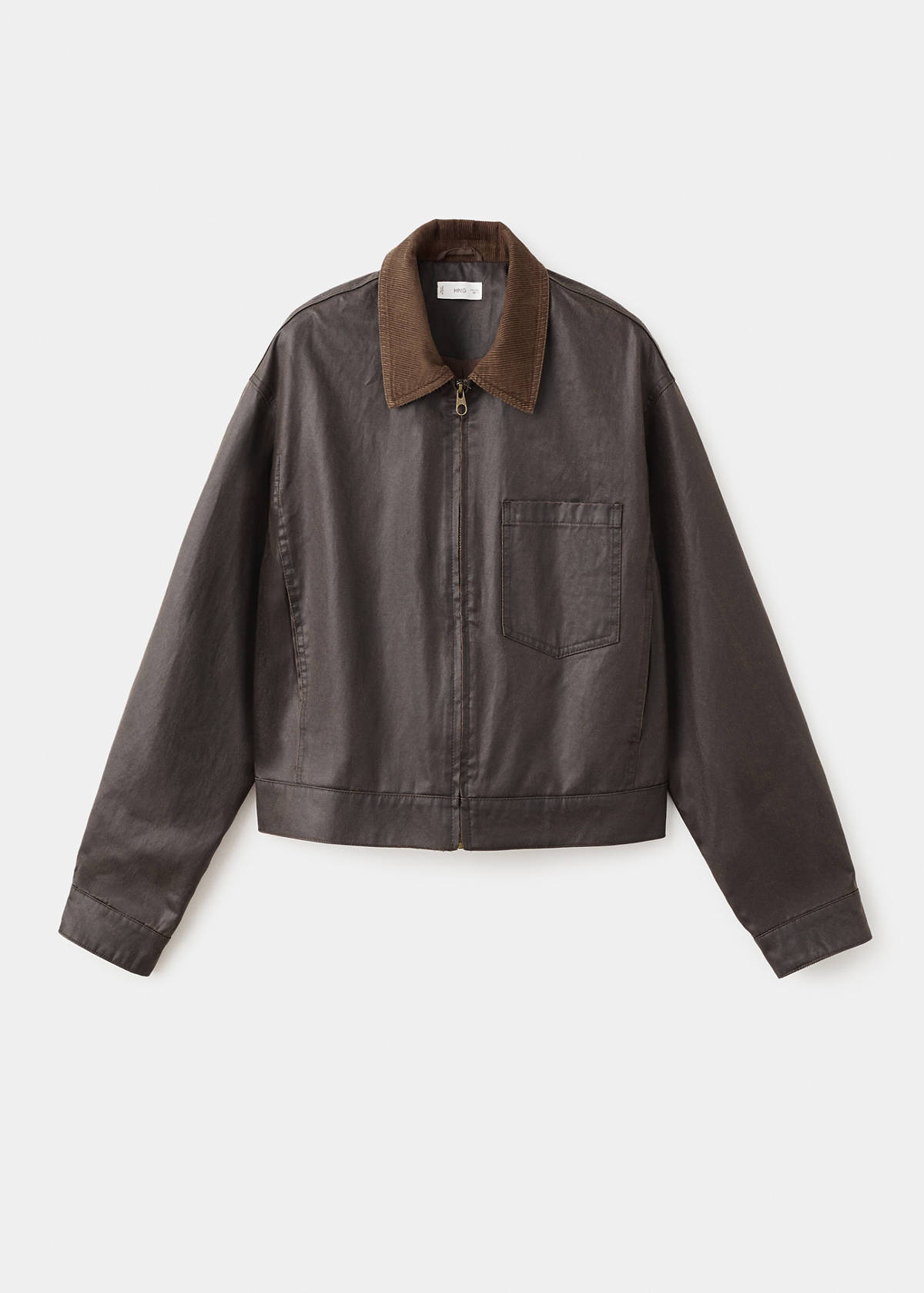 Leather-effect biker jacket — Brown